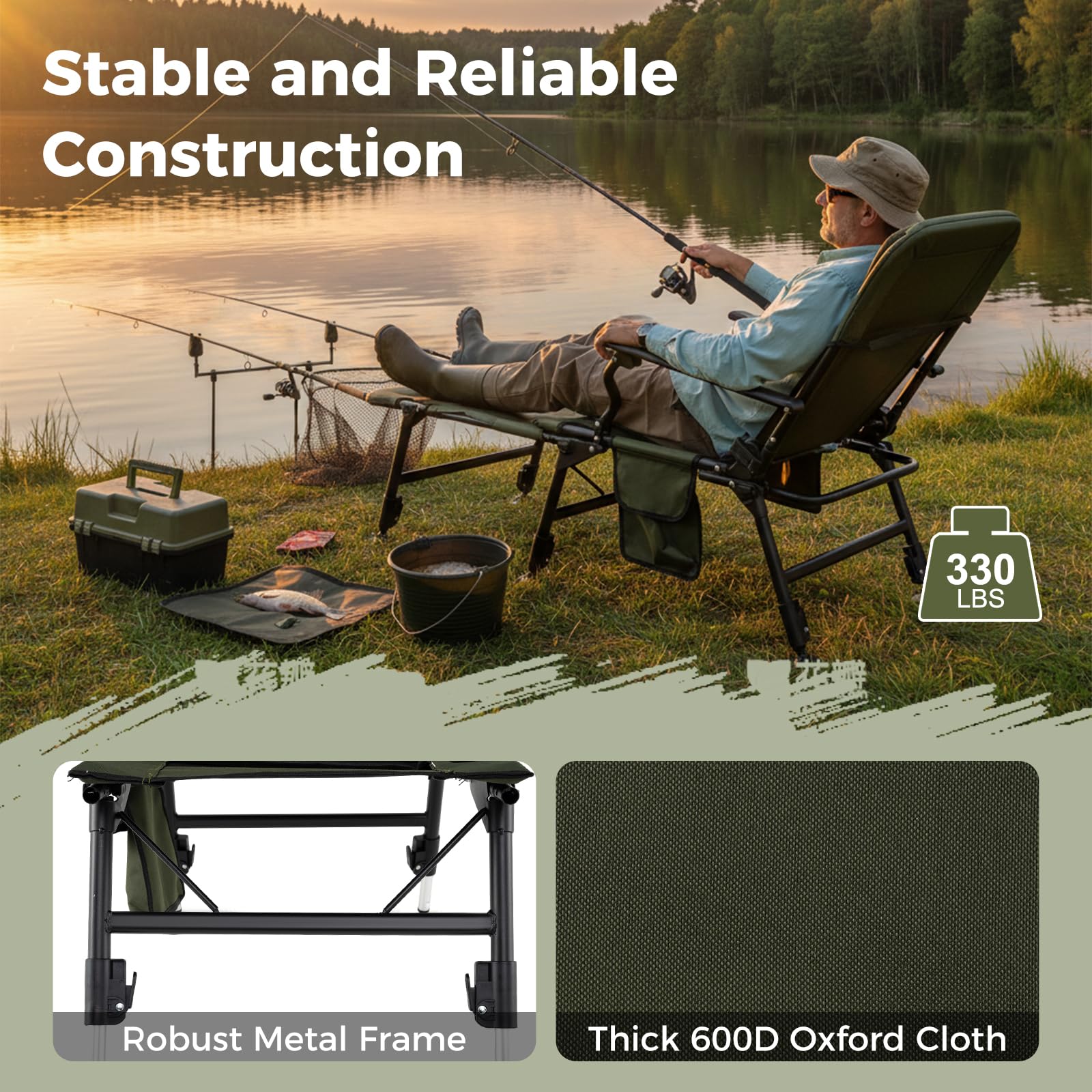 Goplus Oversized Foldable Fishing Chair for Adults with Detachable Footrest - Image 5