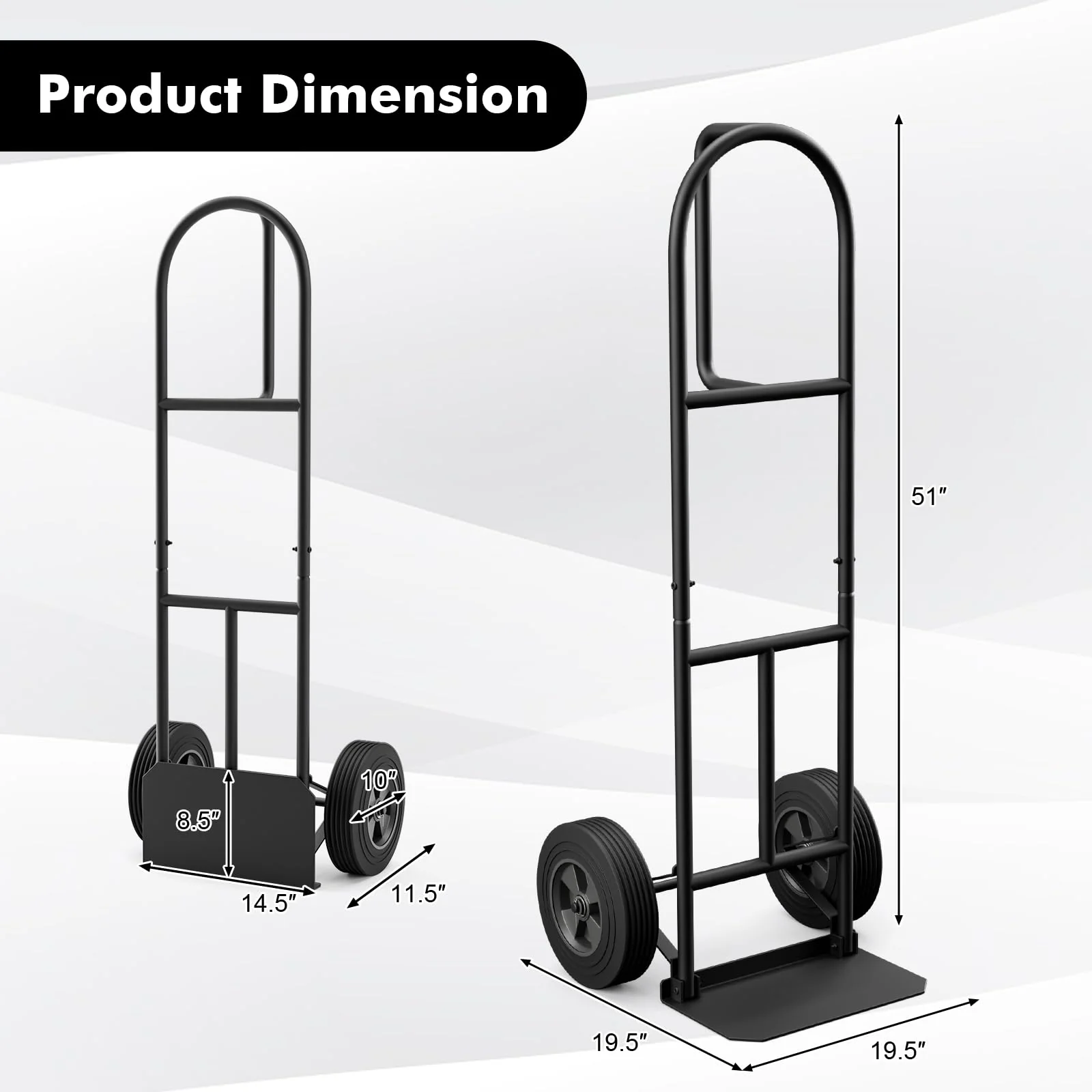 Goplus P-Handle Hand Truck, High Back Sack Barrow with 10" Wheels, Built-in Double Bearings and Foldable Load Plate - Image 6