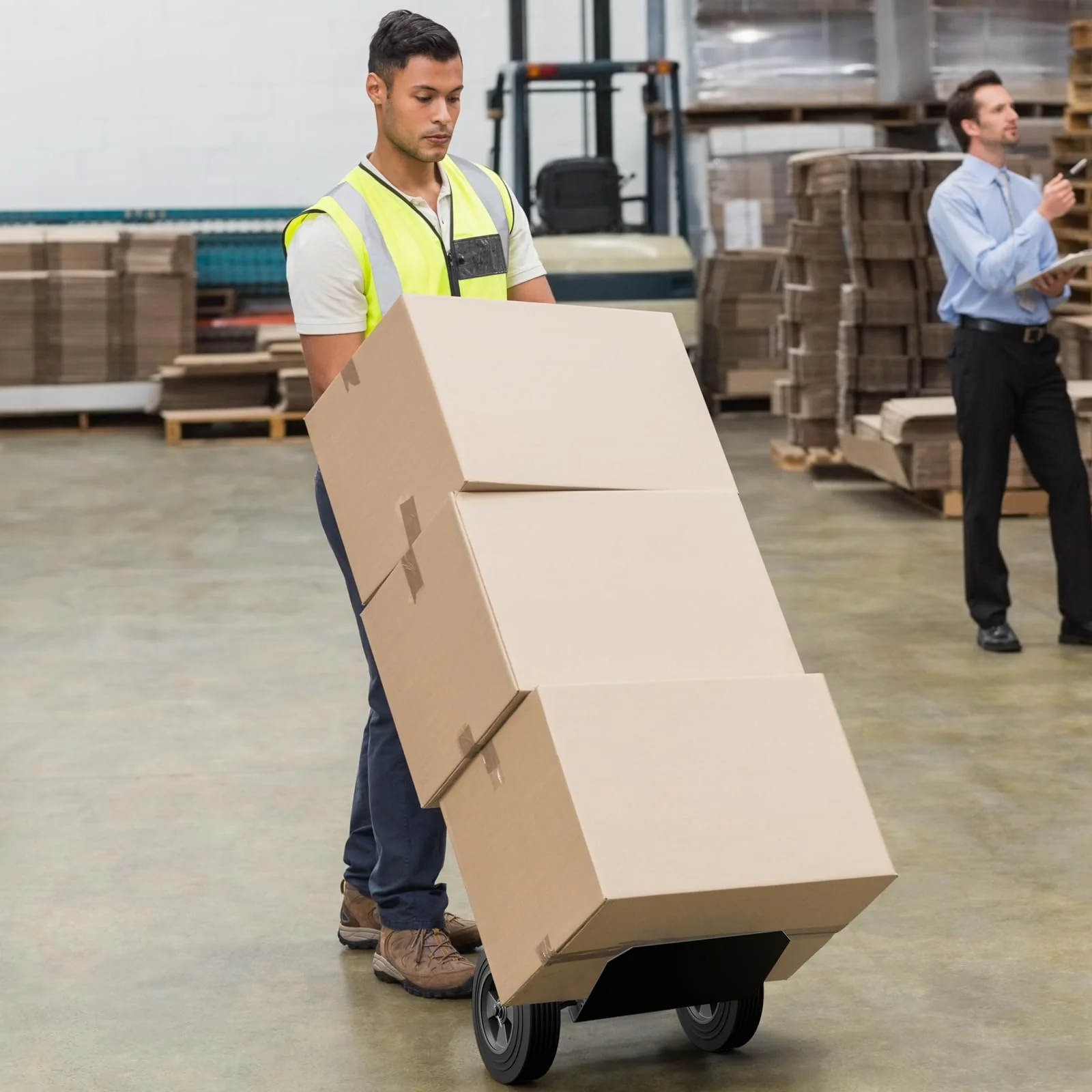 Goplus P-Handle Hand Truck, High Back Sack Barrow with 10" Wheels, Built-in Double Bearings and Foldable Load Plate - Image 9