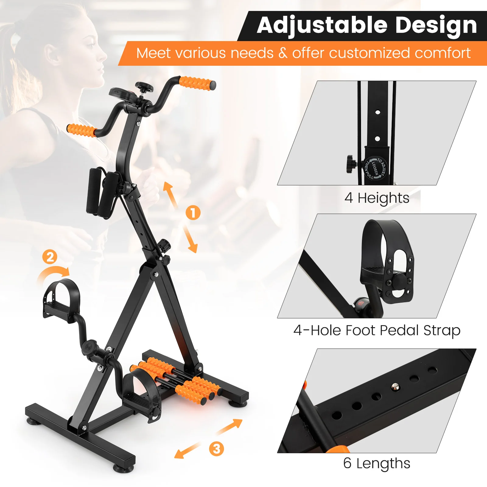 Goplus Pedal Exerciser for Seniors, Adjustable Hand Arm Leg Knee Exercise Equipment - Image 4
