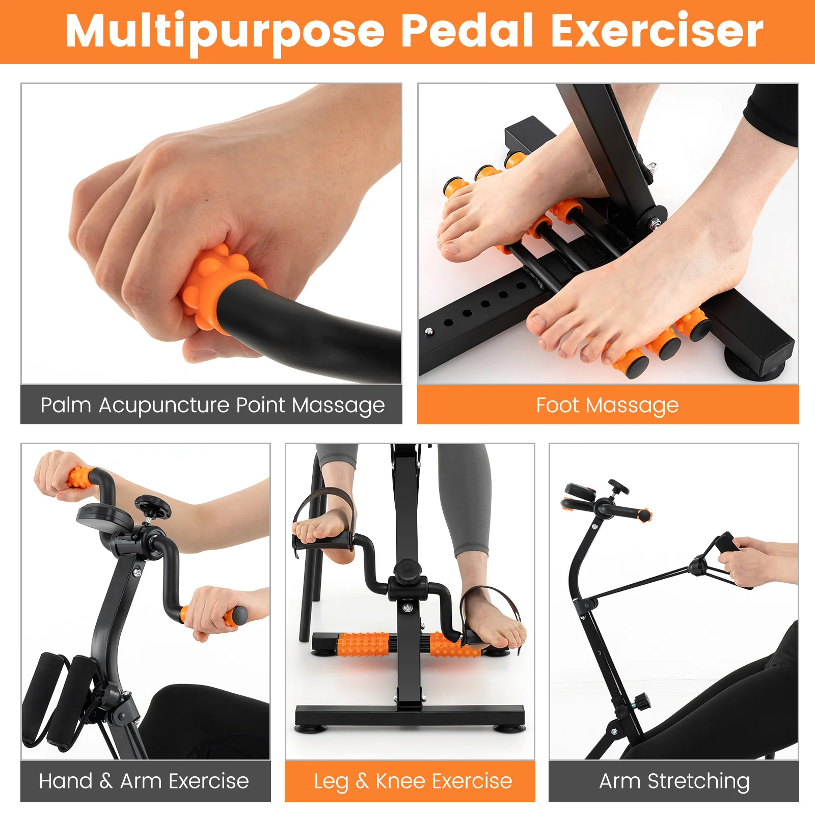 Goplus Pedal Exerciser for Seniors, Adjustable Hand Arm Leg Knee Exercise Equipment - Image 6