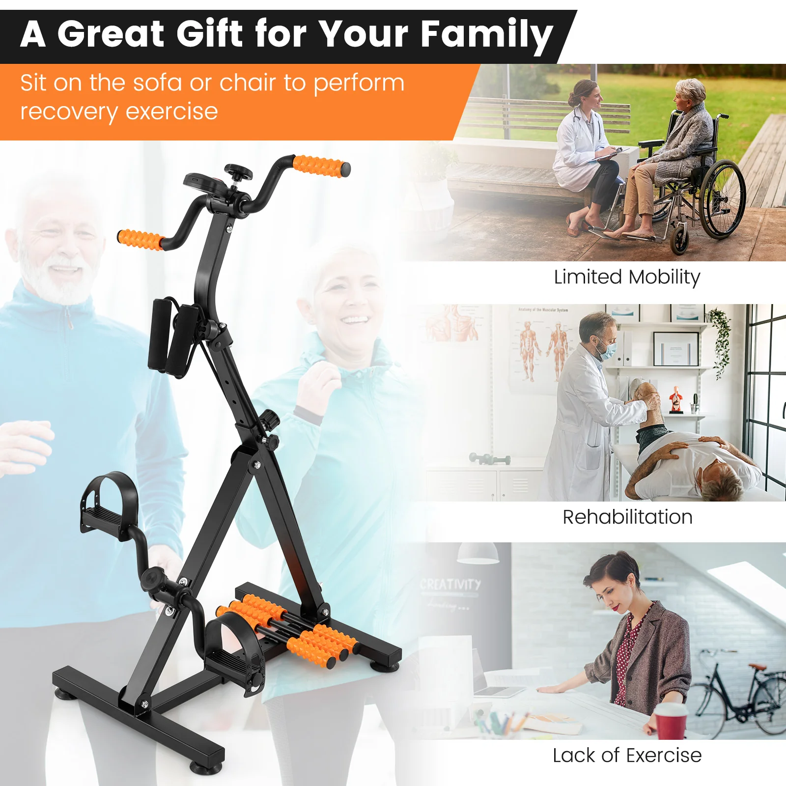Goplus Pedal Exerciser for Seniors, Adjustable Hand Arm Leg Knee Exercise Equipment - Image 9