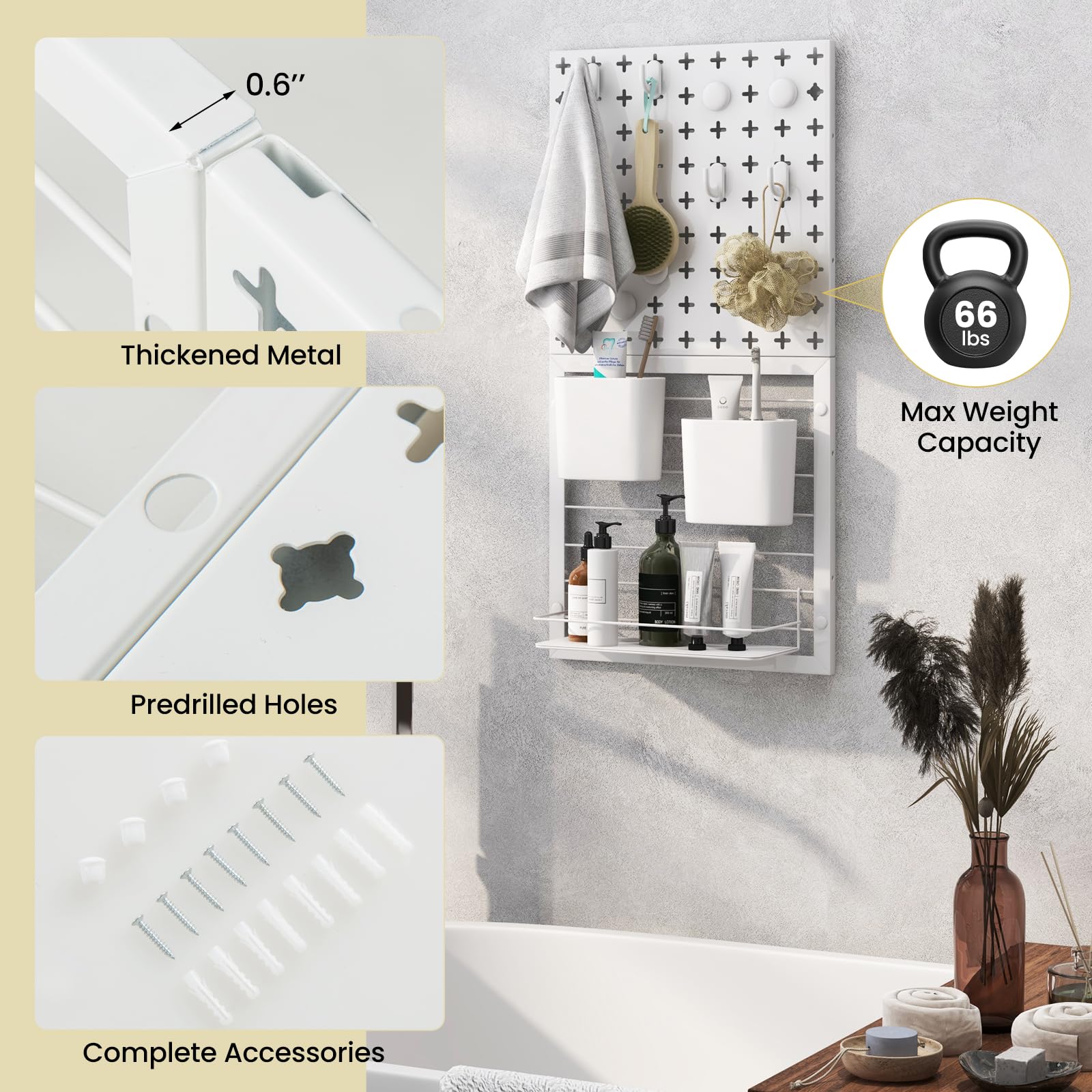 Goplus Peg Board, Metal Pegboard Kit with 2 Pegboard Panels - Image 4