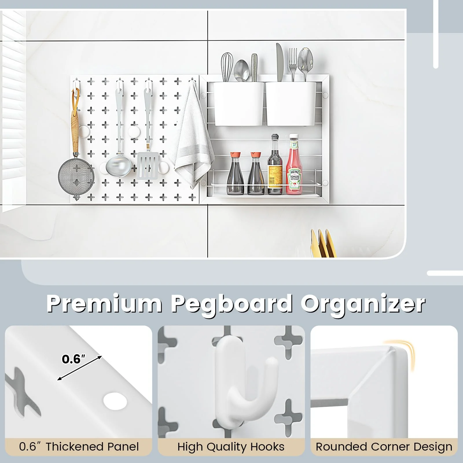 Goplus Peg Board, Metal Pegboard Kit with 2 Pegboard Panels - Image 5