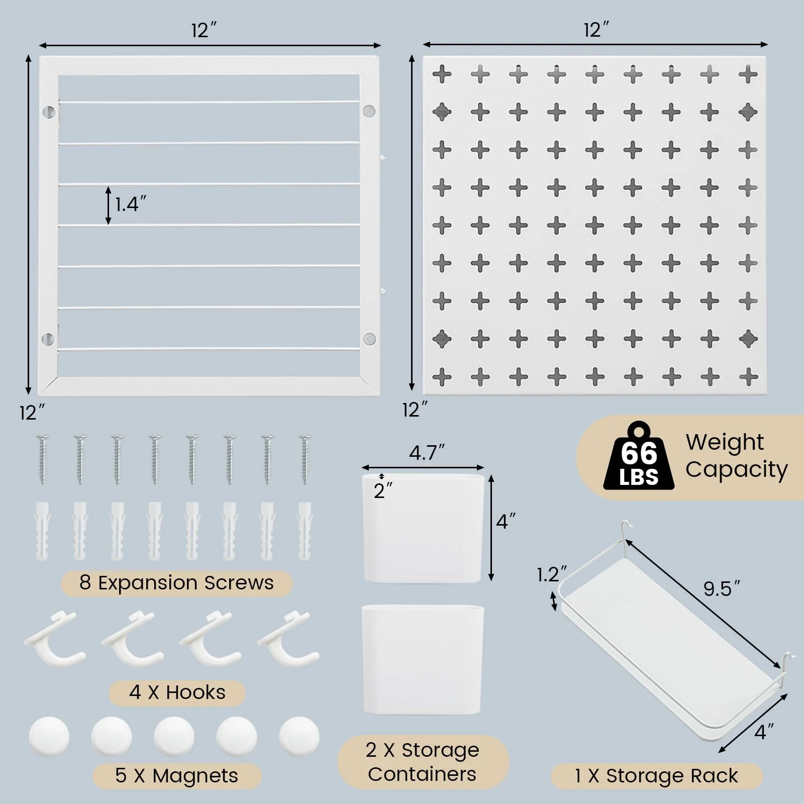 Goplus Peg Board, Metal Pegboard Kit with 2 Pegboard Panels - Image 8
