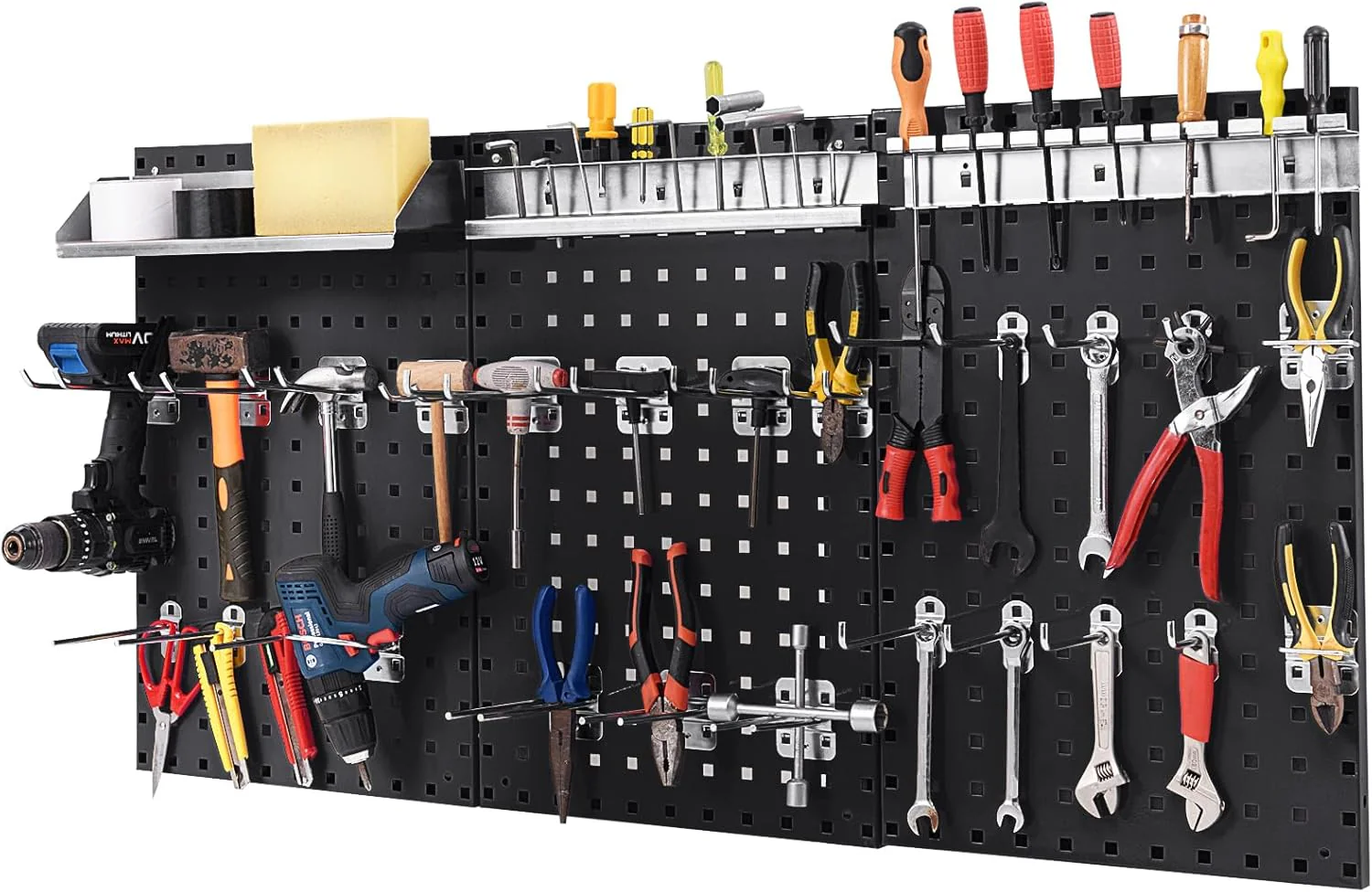 Goplus Pegboard Wall Organizer, 4ft Metal Garage Pegboard Tool Organizer - Image 11