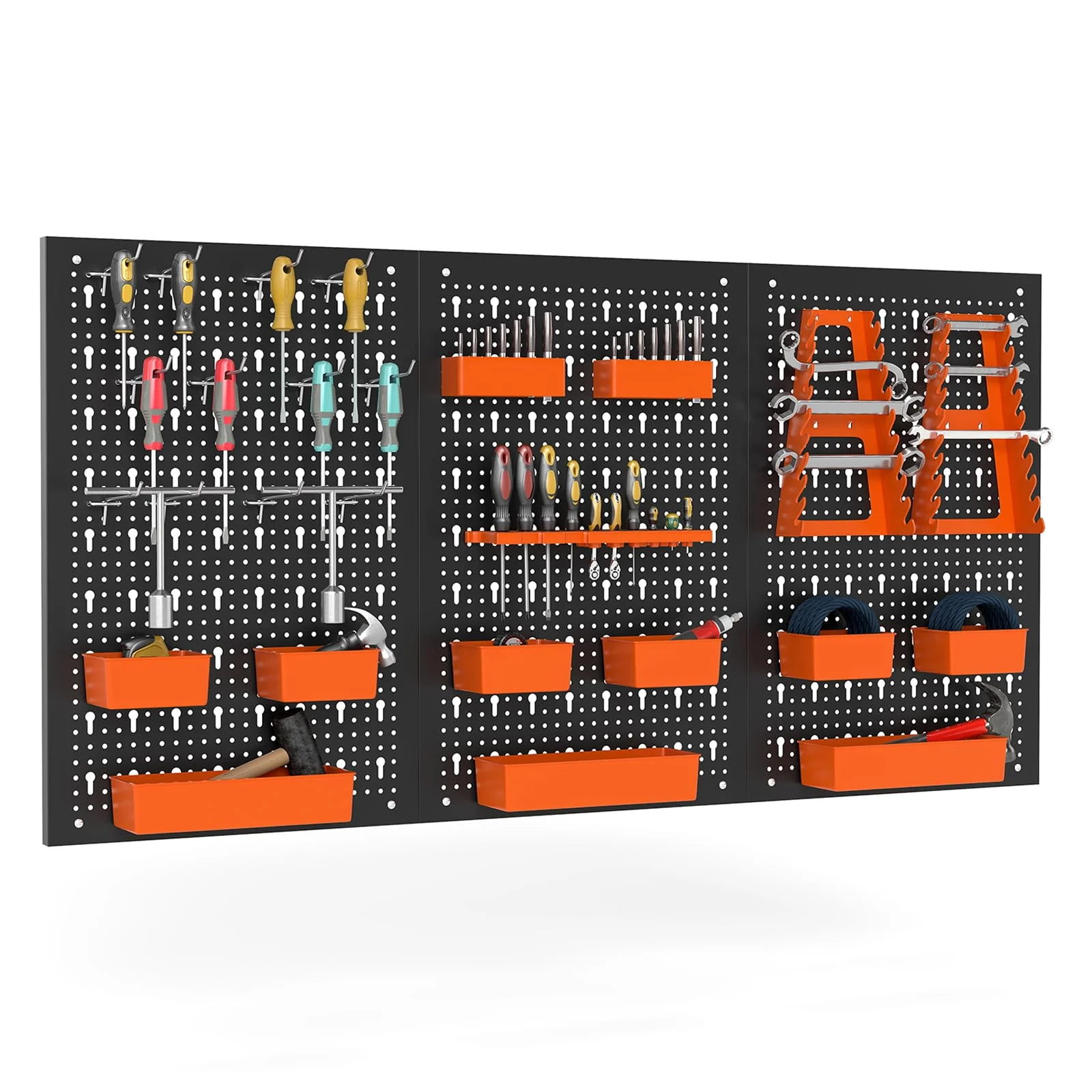 Goplus Pegboard Wall Organizer with Hammer Racks Tool Holders & Hooks
