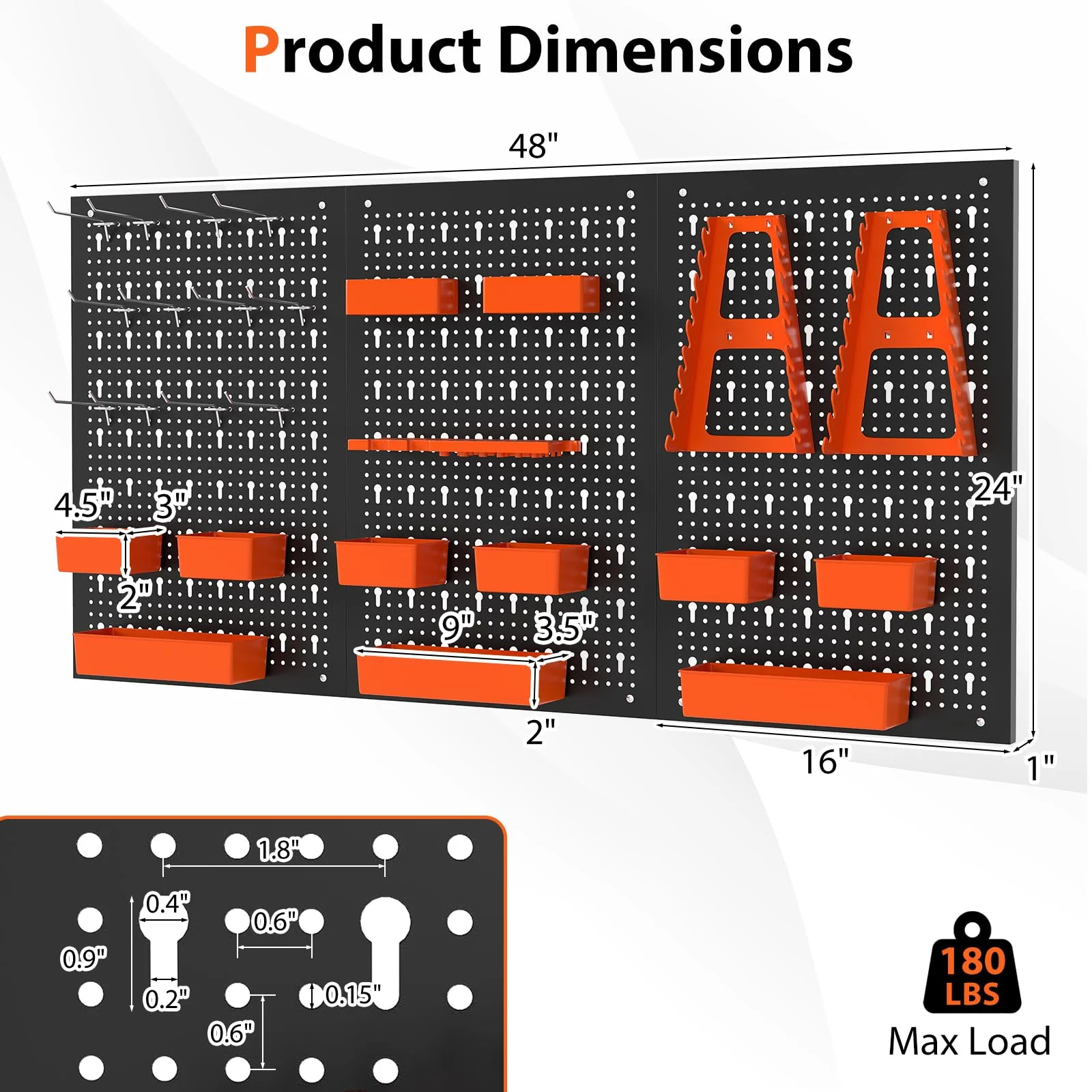Goplus Pegboard Wall Organizer with Hammer Racks Tool Holders & Hooks - Image 2