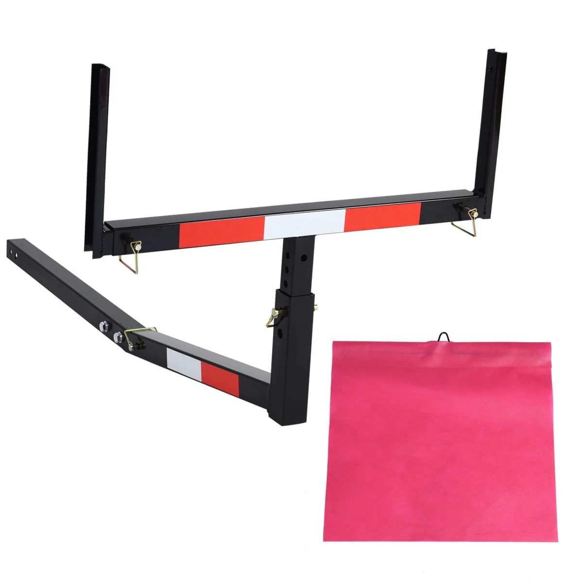 Goplus Pick up Truck Bed Hitch Extender Adjustable Extension Rack w/Flag for Ladder (Black) - Image 2
