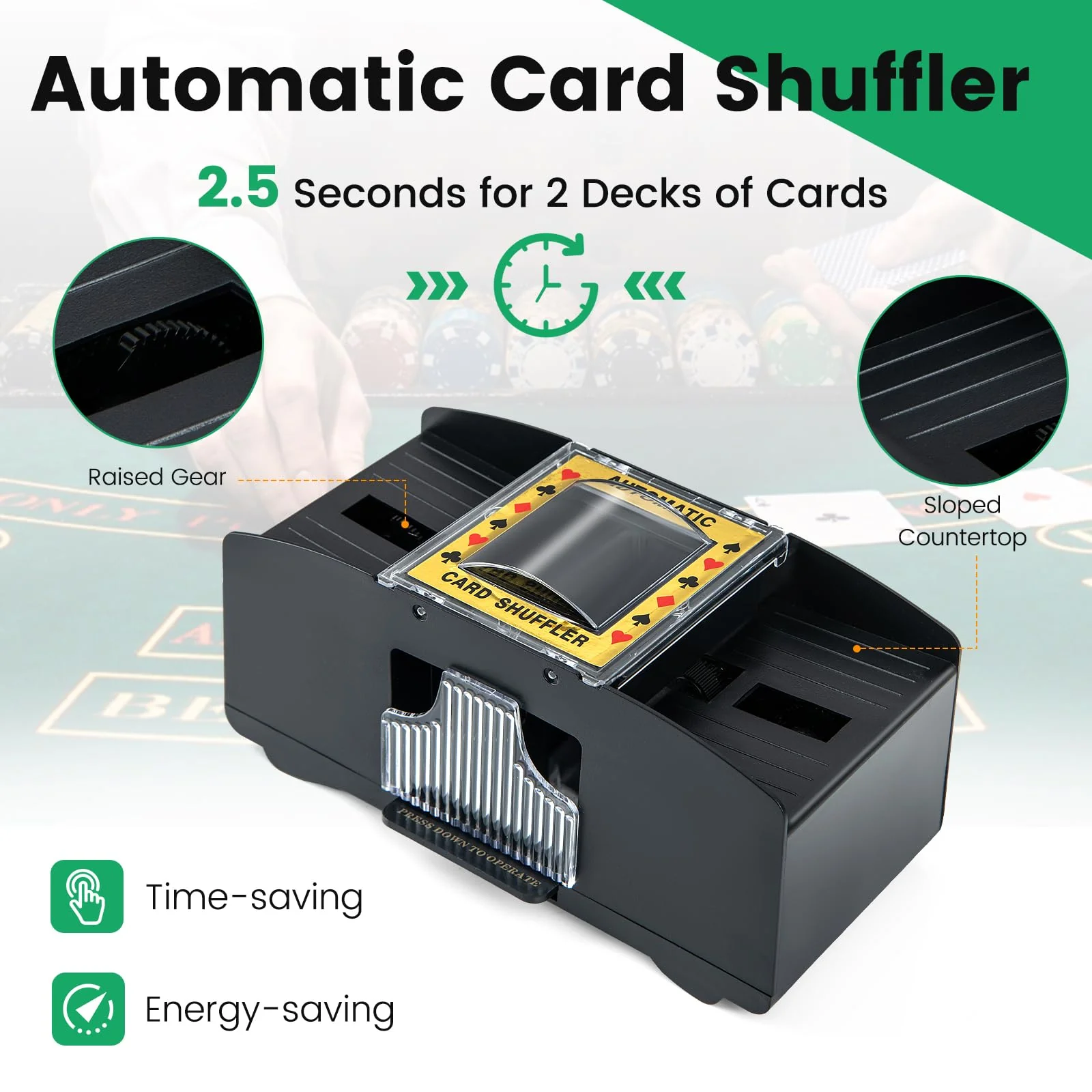 Goplus Poker Chip Set, 300 PCS 14 Gram Clay Poker Chips w/Case, Automatic Card Shuffler - Image 4