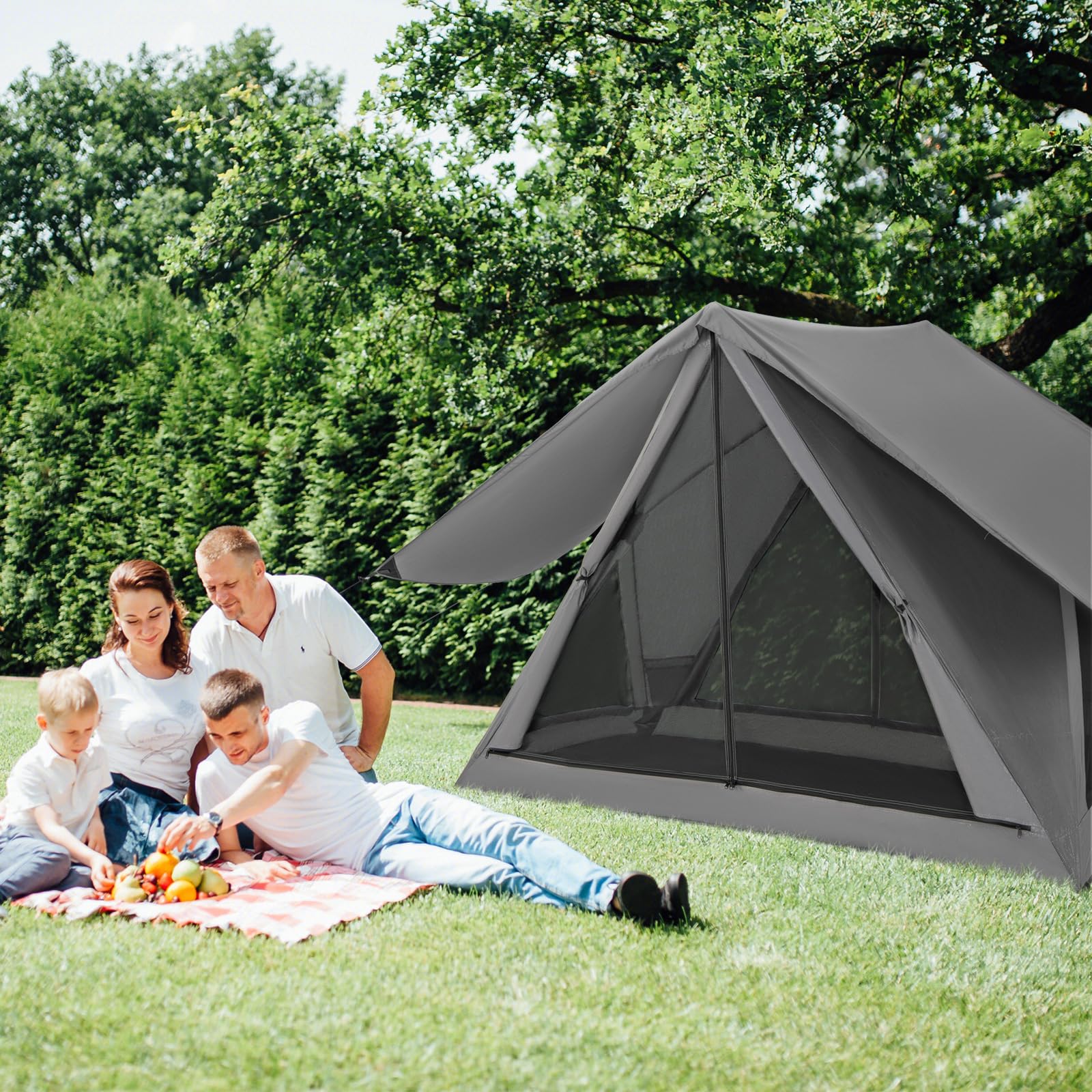 Goplus Pop-up Camping Tent 2-3 Person, 360° One-Way See-Through Family Tent, Waterproof Windproof 4-Season Shelter Tent - Image 8
