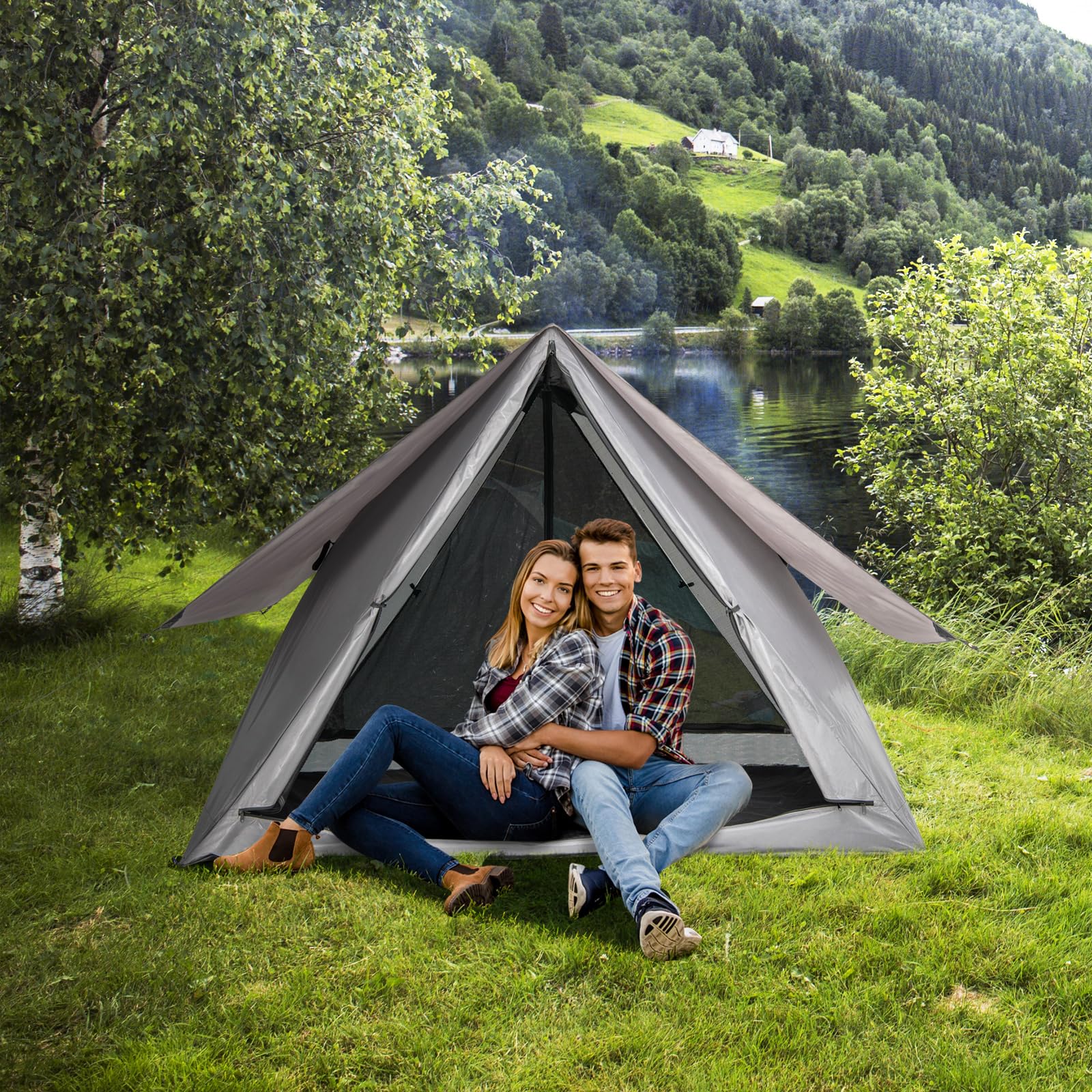 Goplus Pop-up Camping Tent 2-3 Person, 360° One-Way See-Through Family Tent, Waterproof Windproof 4-Season Shelter Tent - Image 9