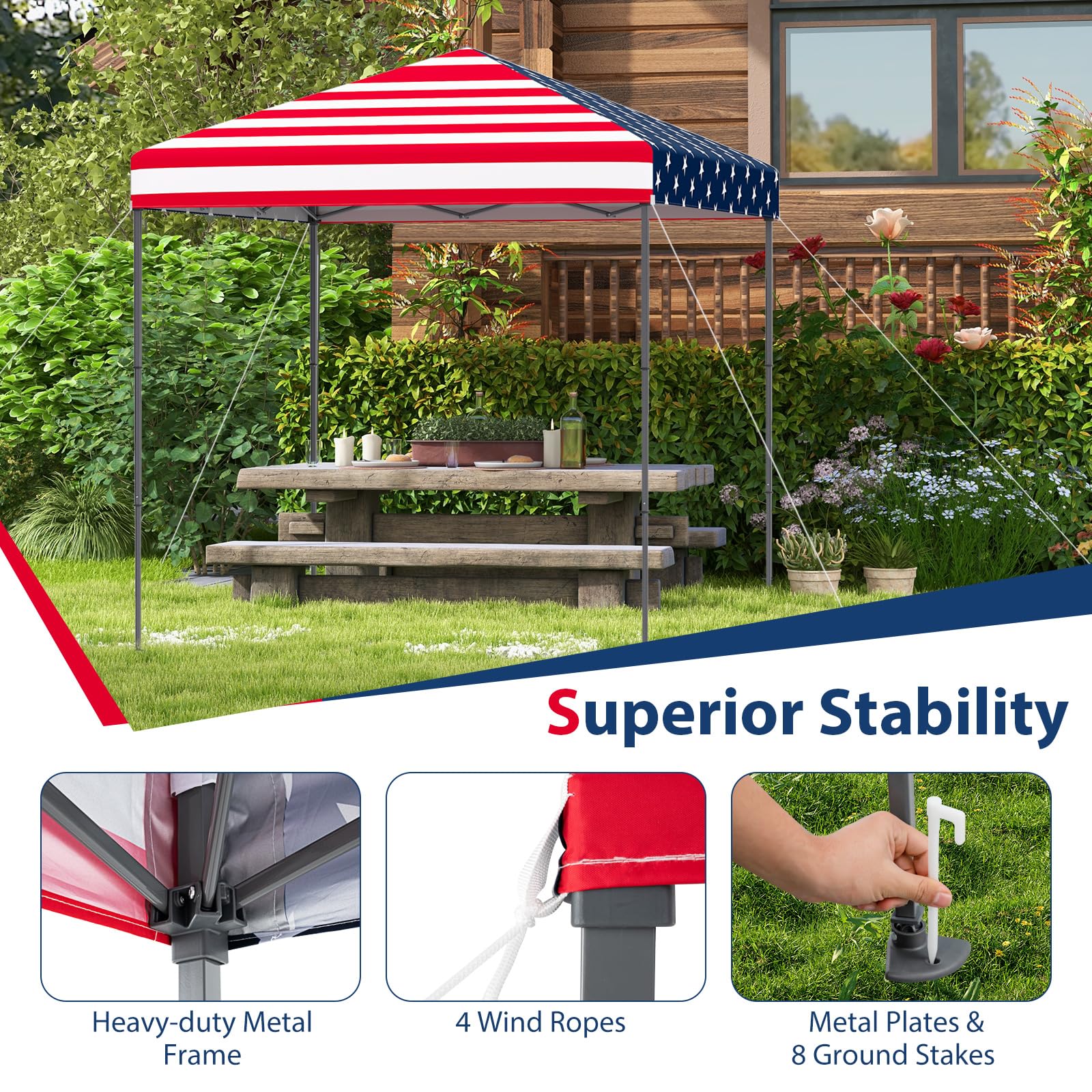 Goplus Pop-Up Canopy Tent 8.2' x 8.2' Instant Folding Shelter w/Carry Bag - Image 5
