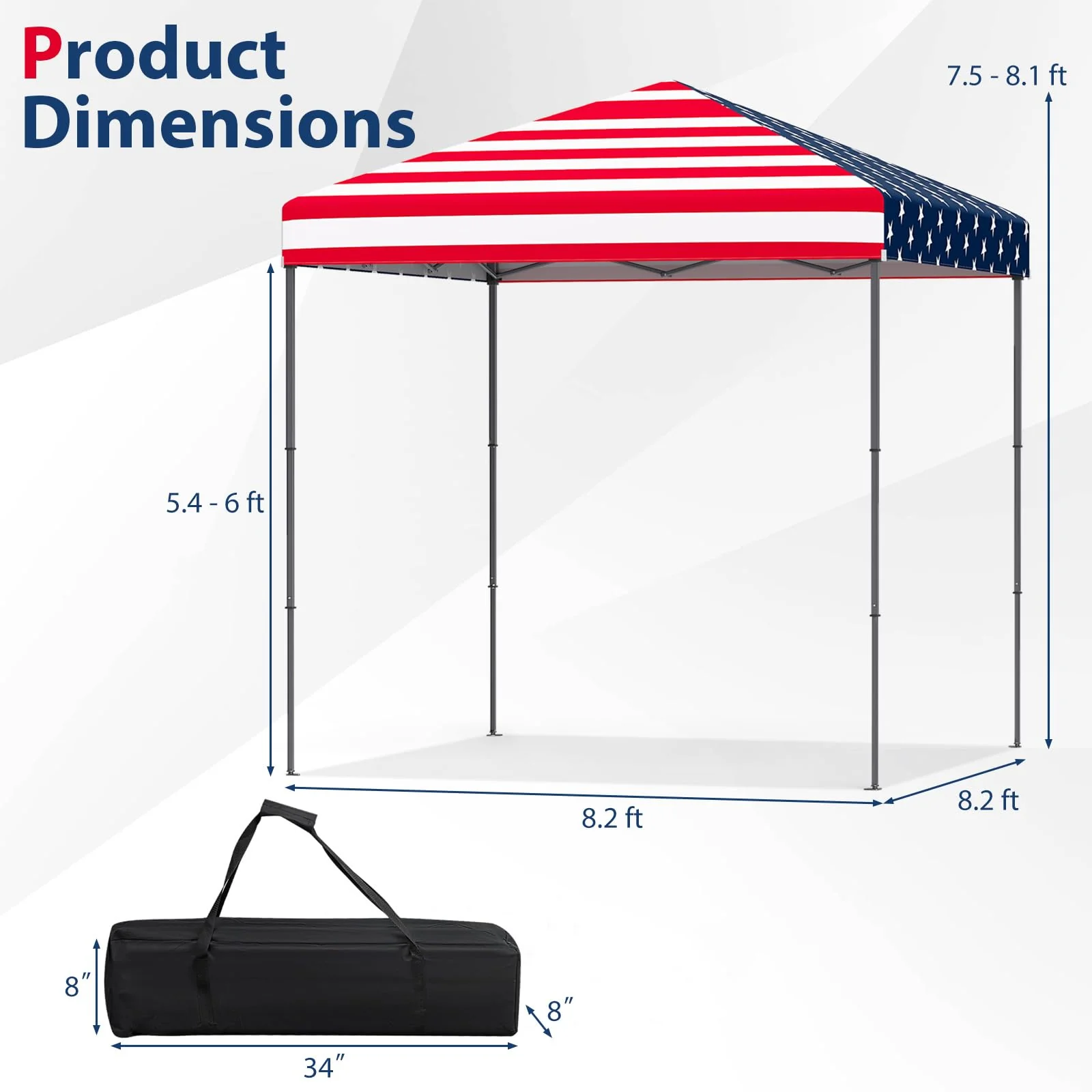 Goplus Pop-Up Canopy Tent 8.2' x 8.2' Instant Folding Shelter w/Carry Bag - Image 6