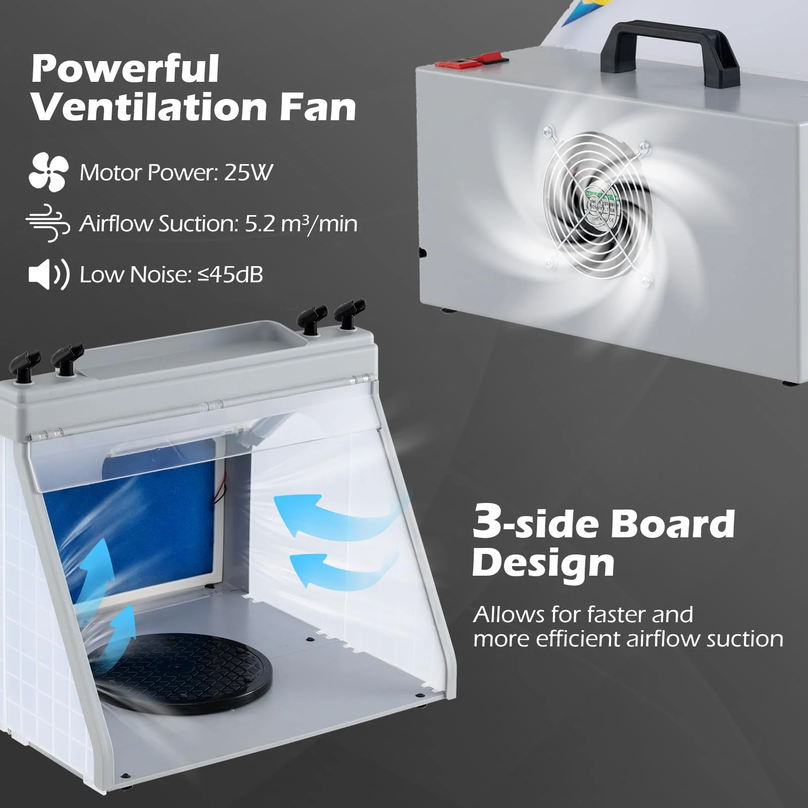 Goplus Portable Airbrush Spray Booth Kit Lighted Painting Station with 3 LED Lights - Image 3