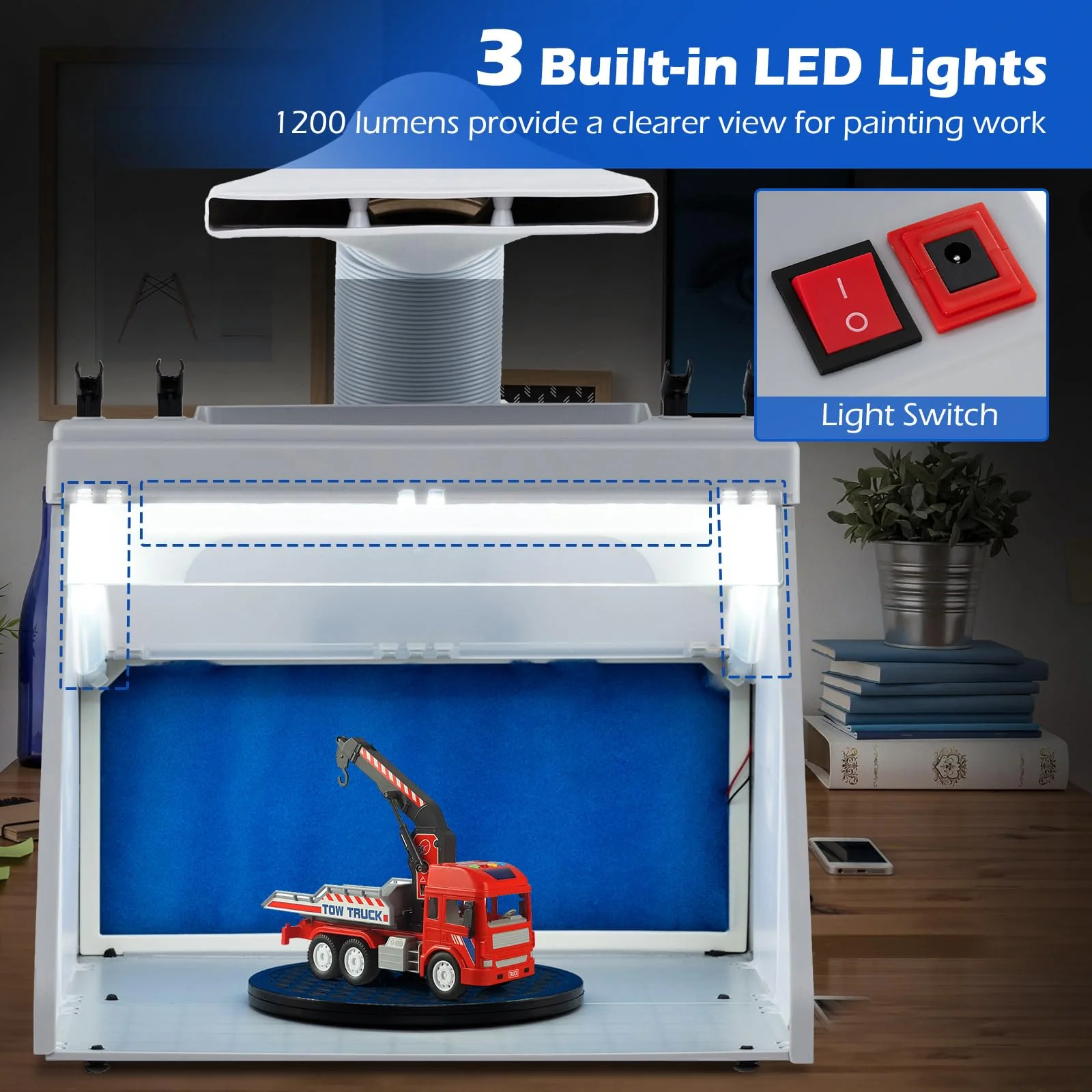 Goplus Portable Airbrush Spray Booth Kit Lighted Painting Station with 3 LED Lights - Image 4