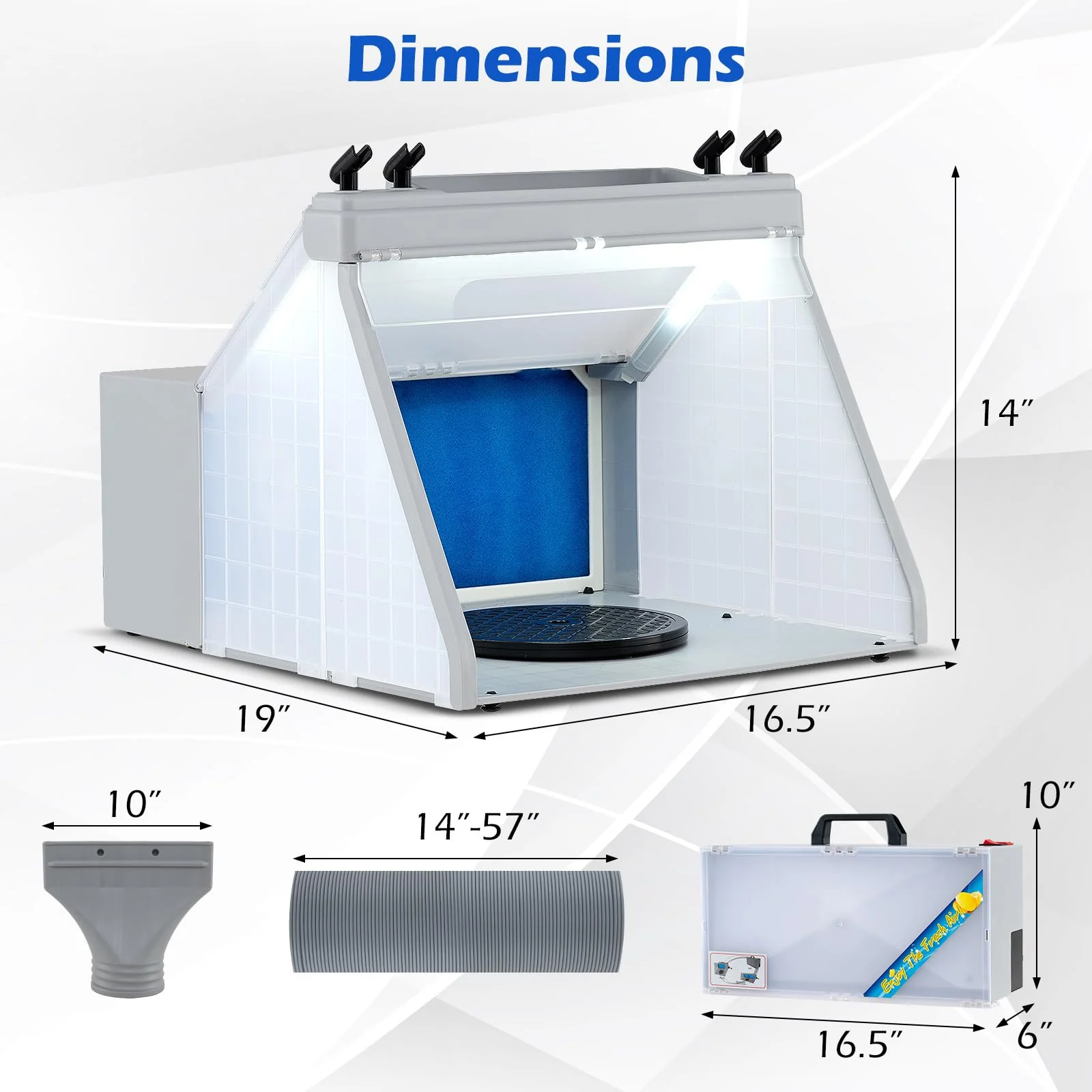 Goplus Portable Airbrush Spray Booth Kit Lighted Painting Station with 3 LED Lights - Image 7