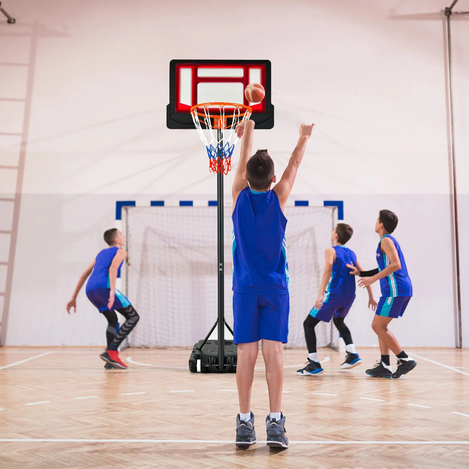 Goplus Portable Basketball Hoop, Basketball Goal with 4.3 FT-8.2 FT Adjustable Height - Image 2