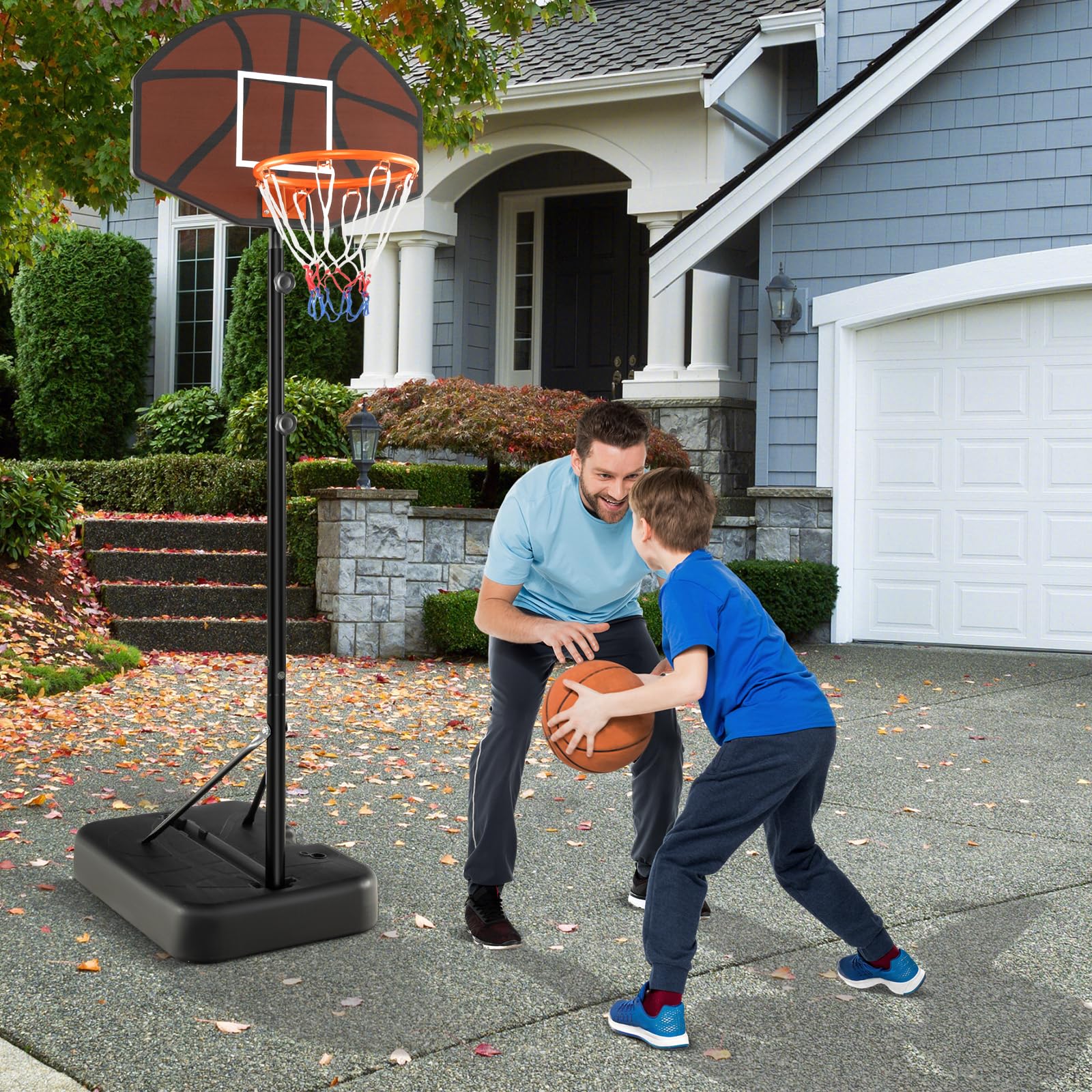 Goplus Portable Basketball Hoop Outdoor, 5.6-6.5 FT Height Adjustable Basketball Goal System with Shatterproof Backboard - Image 9