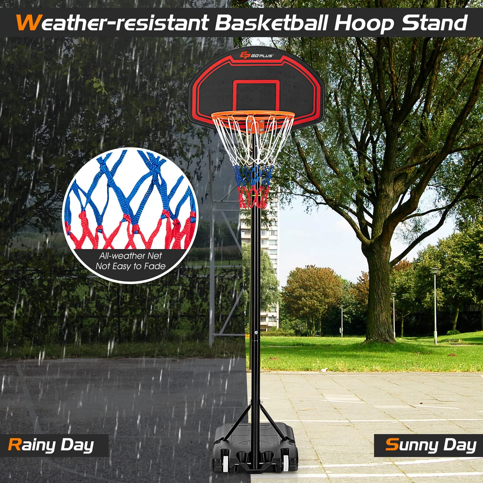 Goplus Portable Basketball Hoop Outdoor, 6.3FT-8.1FT - Image 3