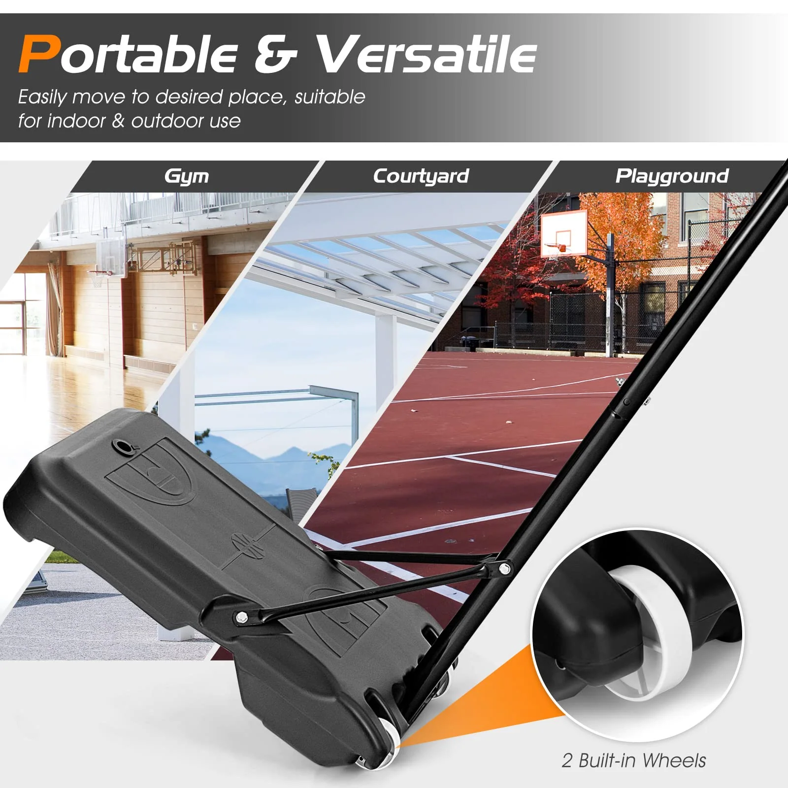 Goplus Portable Basketball Hoop Outdoor, 6.3FT-8.1FT - Image 7