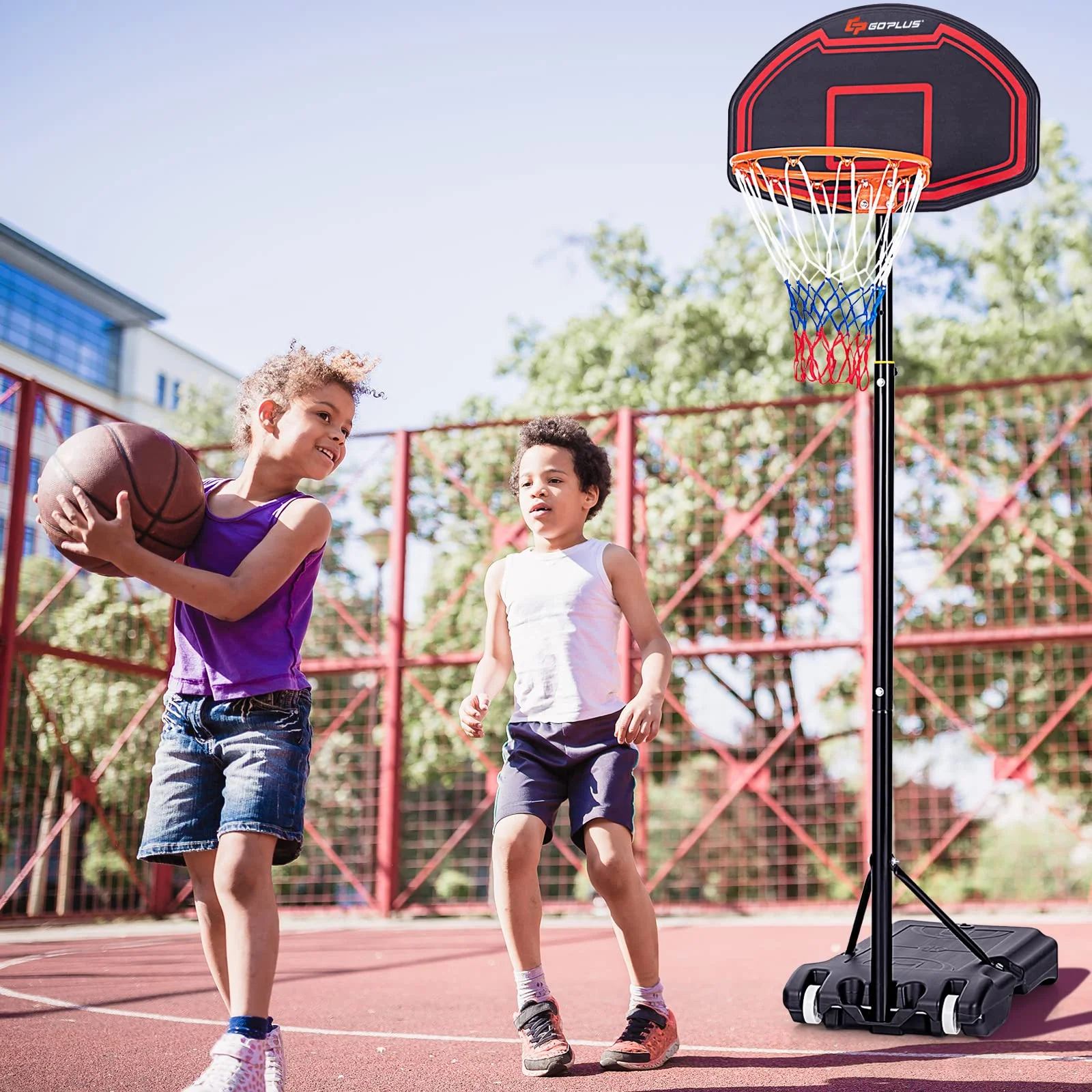 Goplus Portable Basketball Hoop Outdoor, 6.3FT-8.1FT - Image 9