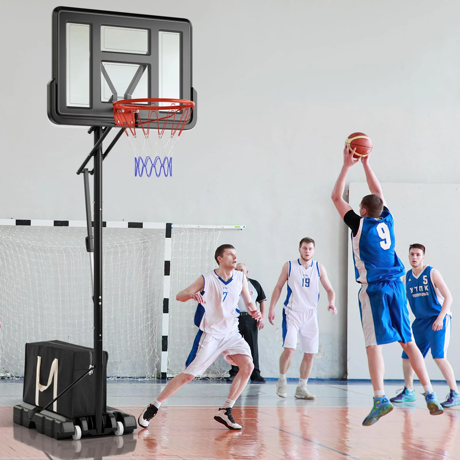 Goplus Portable Basketball Hoop Outdoor, 7.9-10 FT Basketball Goal System w/ 44 Inch Shatterproof Backboard - Image 9