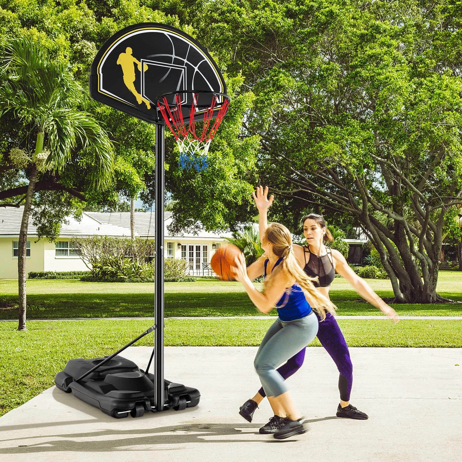 Goplus Portable Basketball Hoop Outdoor Indoor, 4.25-10FT 12-Level Adjustable Basketball Goal - Image 3