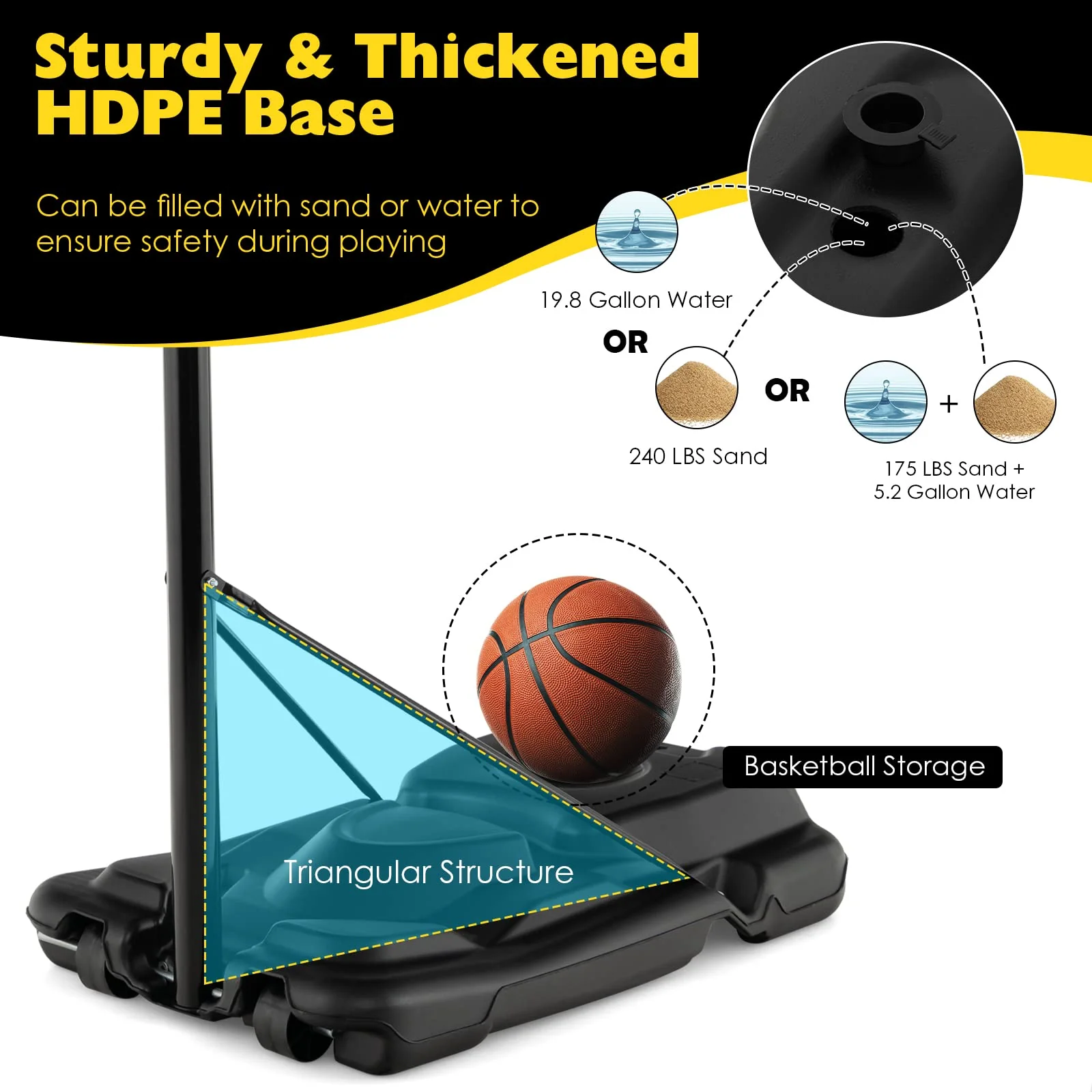 Goplus Portable Basketball Hoop Outdoor Indoor, 4.25-10FT 12-Level Adjustable Basketball Goal - Image 7