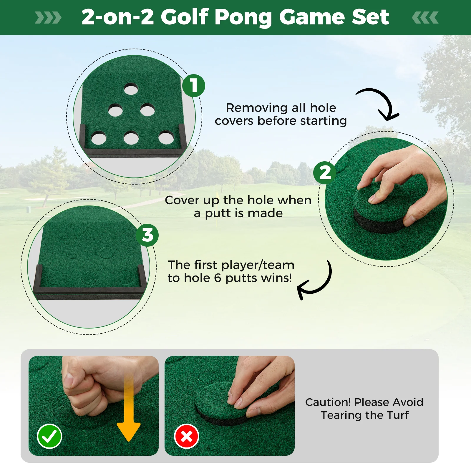 Goplus Portable Golf Putting Mat with 2 Adjustable Putters - Image 7