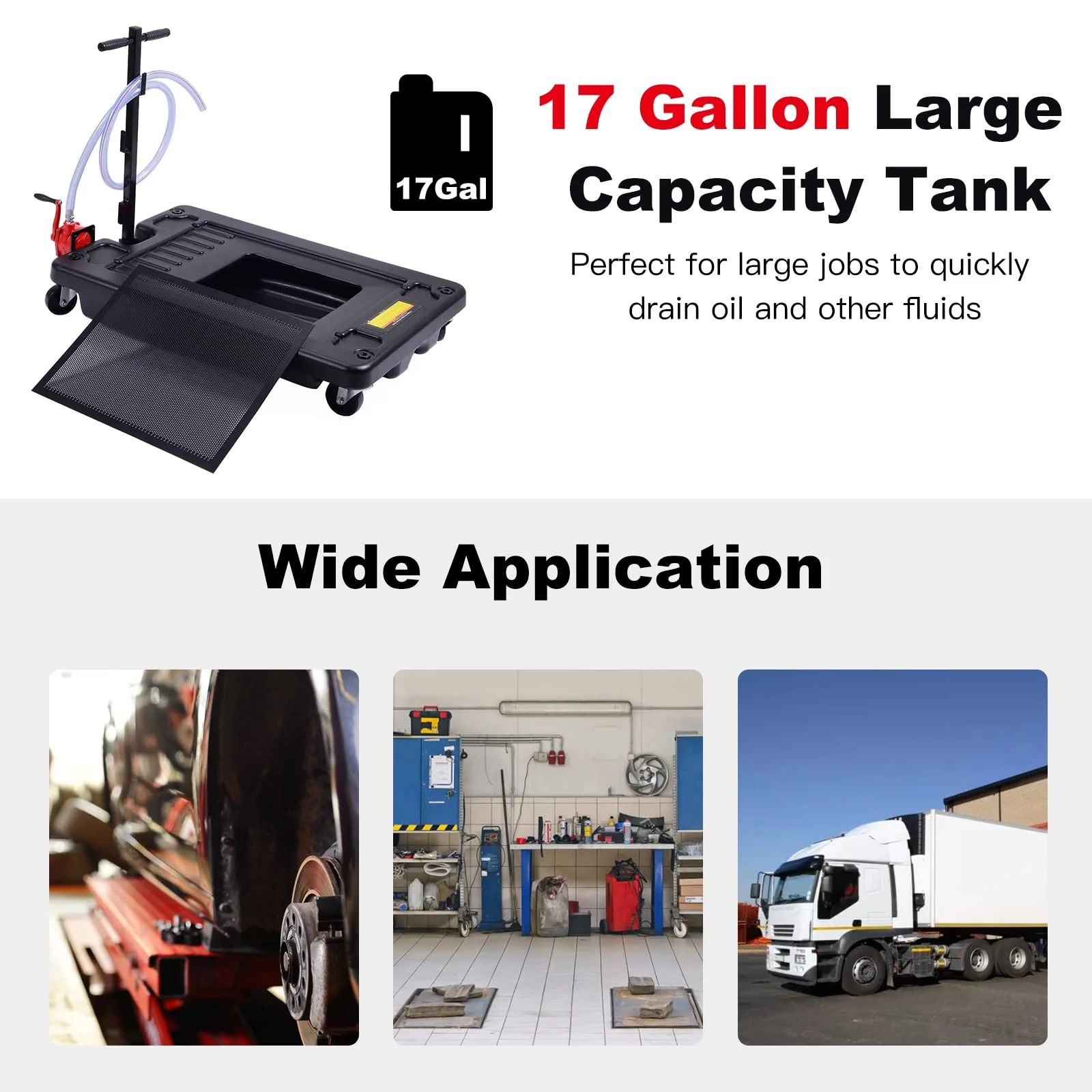 Goplus Portable Oil Drain Pan with Pump 17 Gallon Low Profile Oil Change Pan for Truck Car with 8' Hose - Image 7
