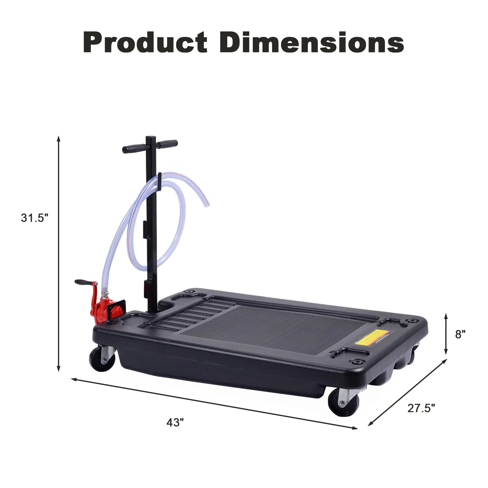 Goplus Portable Oil Drain Pan with Pump 17 Gallon Low Profile Oil Change Pan for Truck Car with 8' Hose - Image 8