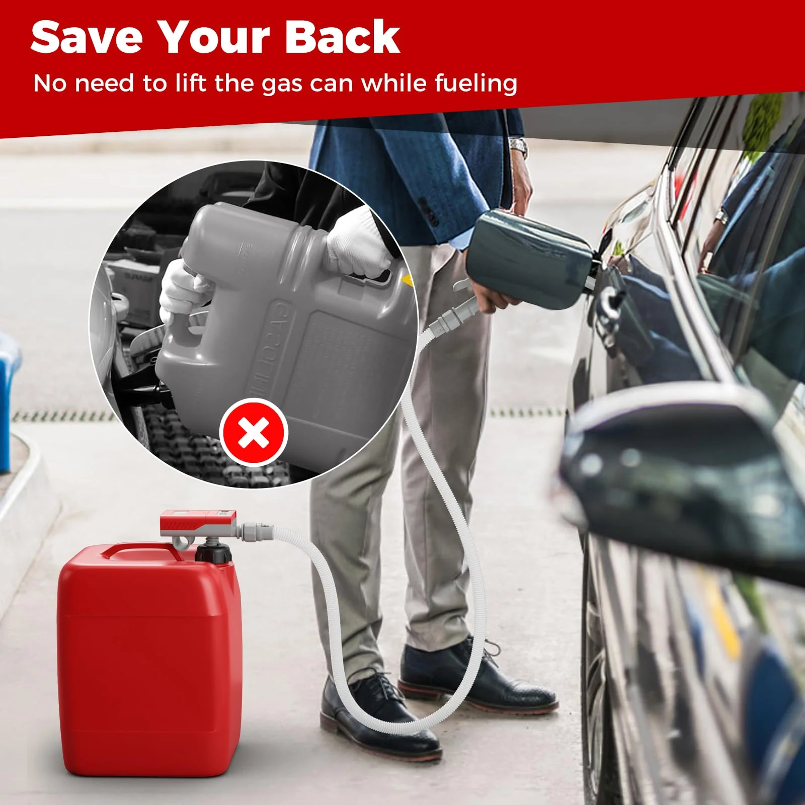 Goplus Power Battery Fuel Pump with Adjustable Flow Nozzle - Image 8