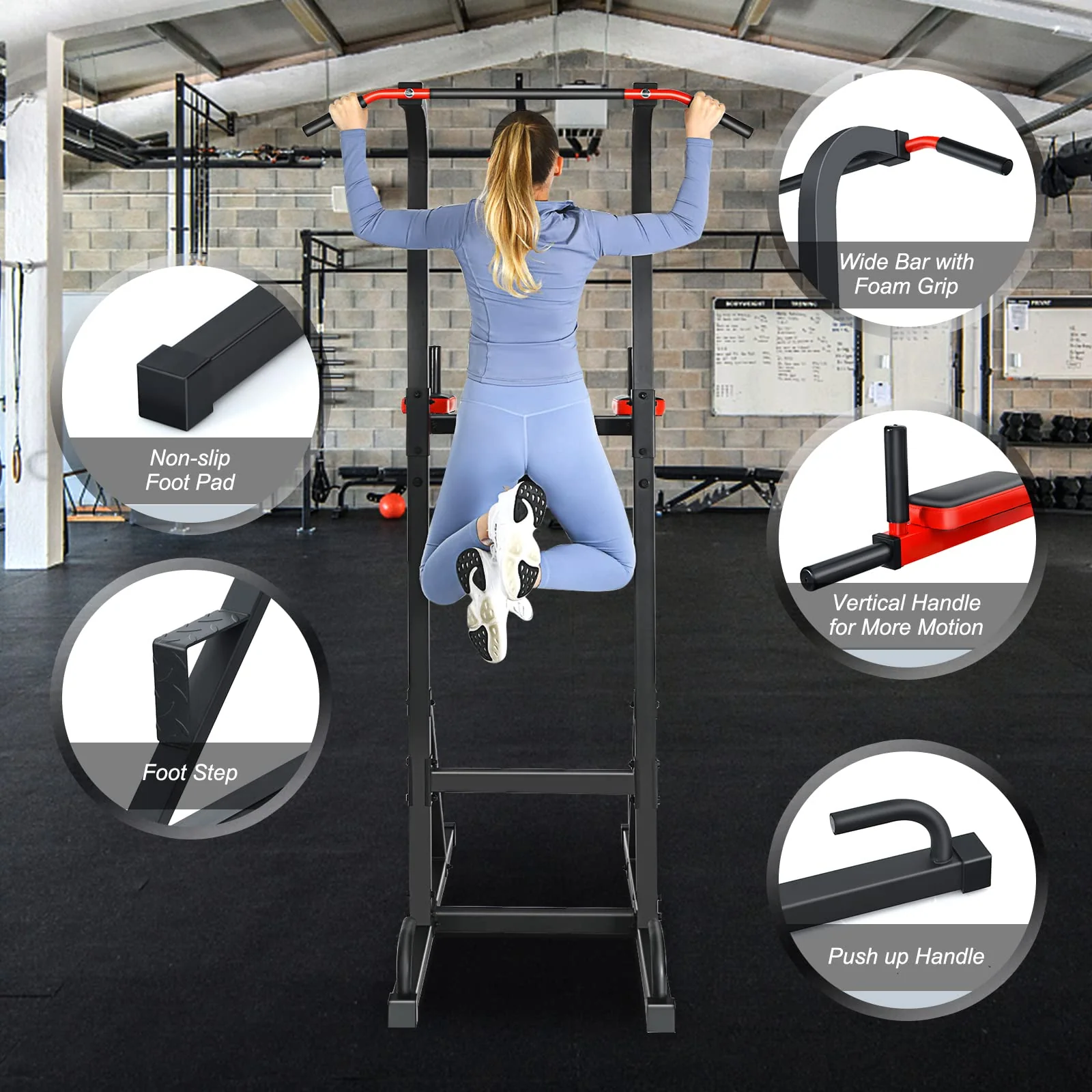 Goplus Power Tower Pull Up Bar Dip Station - Image 5