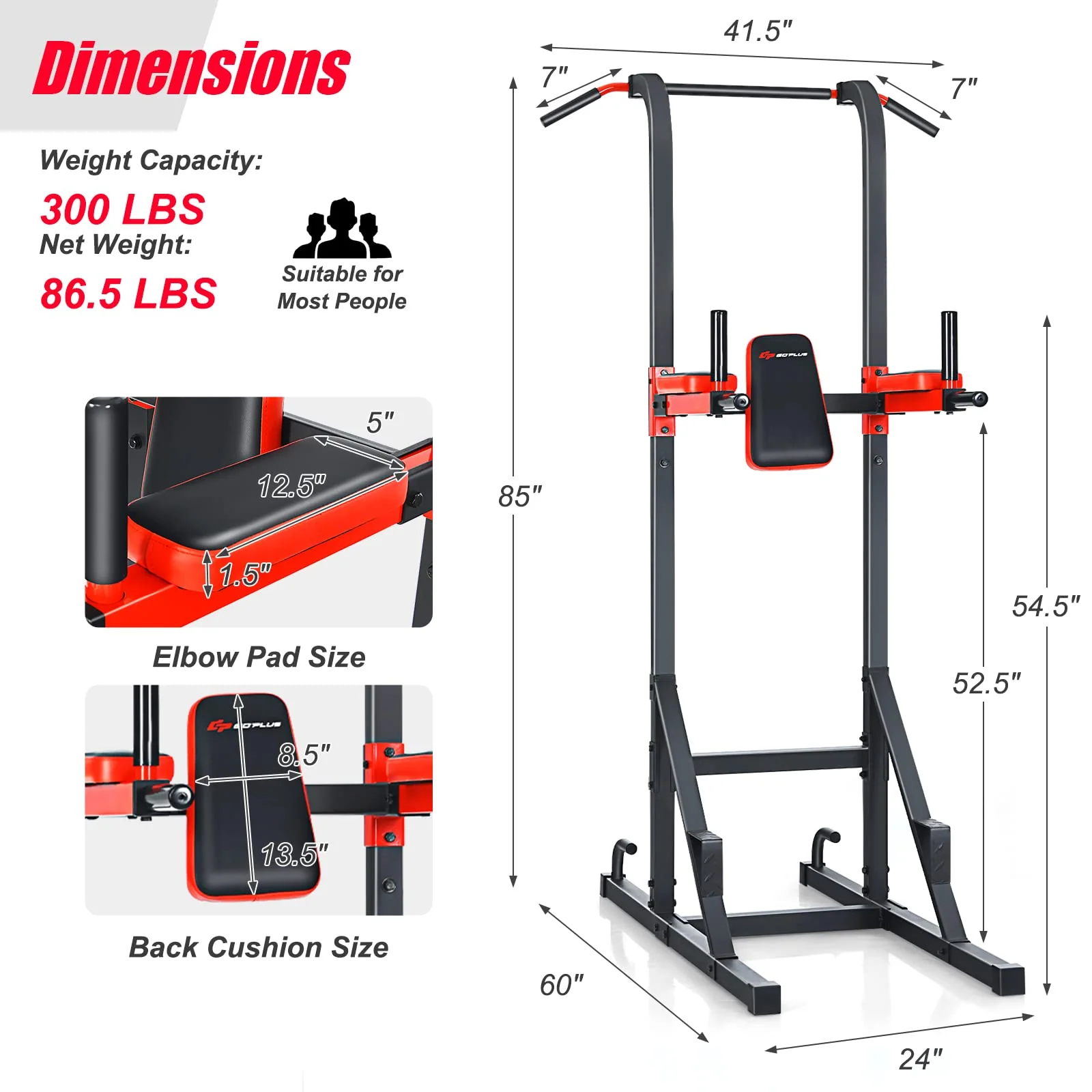 Goplus Power Tower Pull Up Bar Dip Station - Image 9