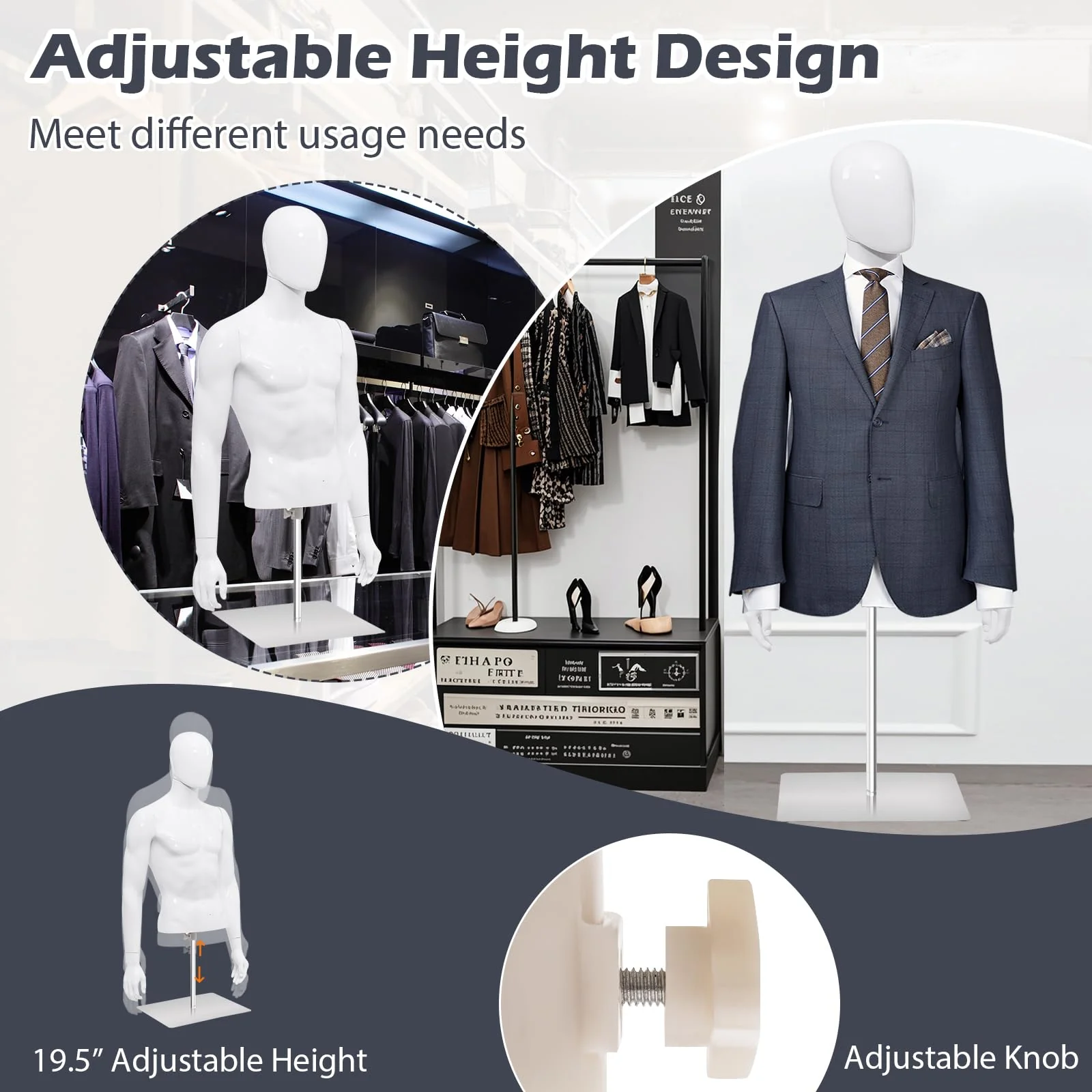 Goplus PP Men Model Mannequin Torso for Tailor Shop - Image 3