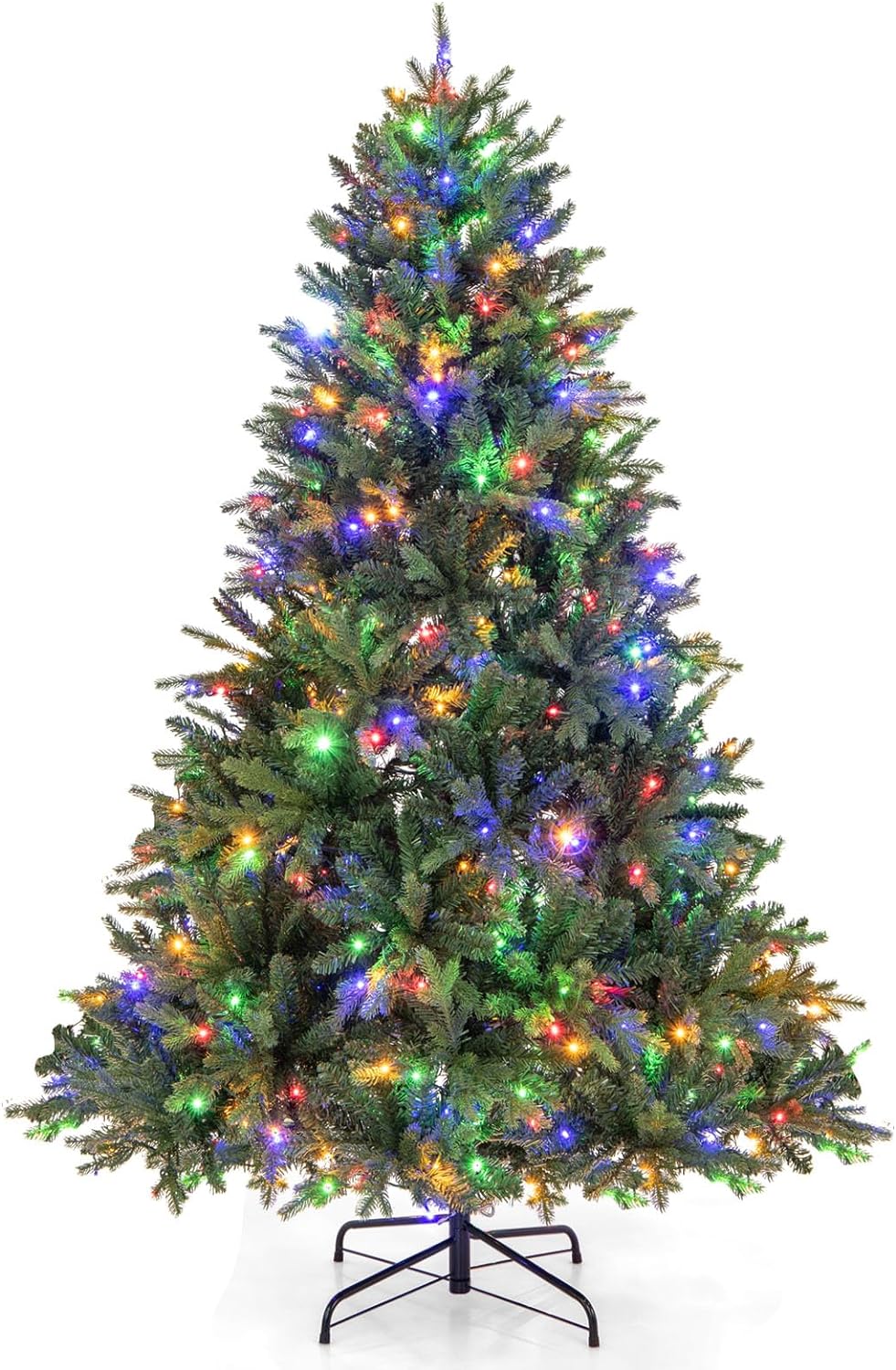 Goplus Pre-Lit Artificial Christmas Tree, Hinged Xmas Tree with Warm-White & Multi-Color LED Lights - Image 9