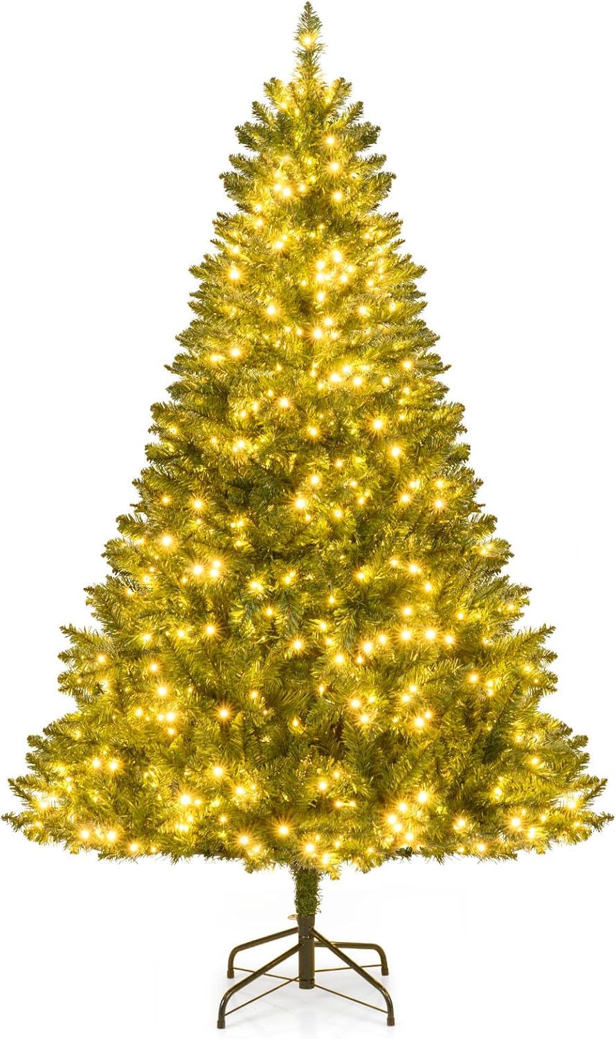 Goplus Pre-Lit Artificial Christmas Tree with 7 Lighting Modes & Folding Metal Stand - Image 10