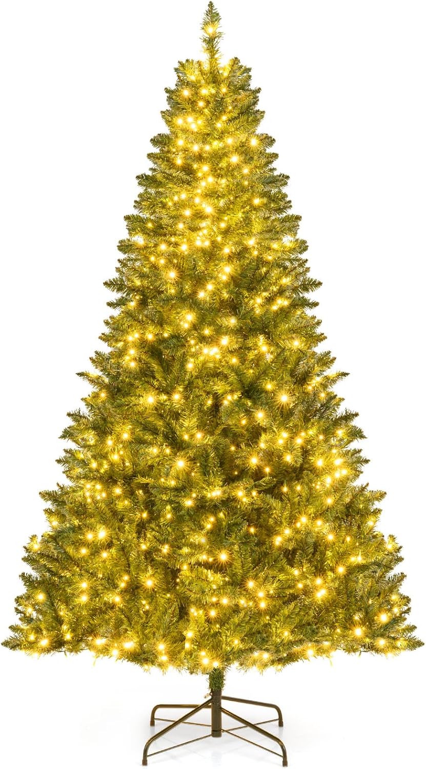 Goplus Pre-Lit Artificial Christmas Tree with 7 Lighting Modes & Folding Metal Stand - Image 11