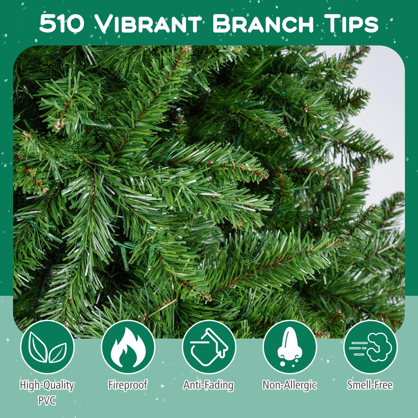 Goplus Pre-Lit Artificial Christmas Tree with 7 Lighting Modes & Folding Metal Stand - Image 3