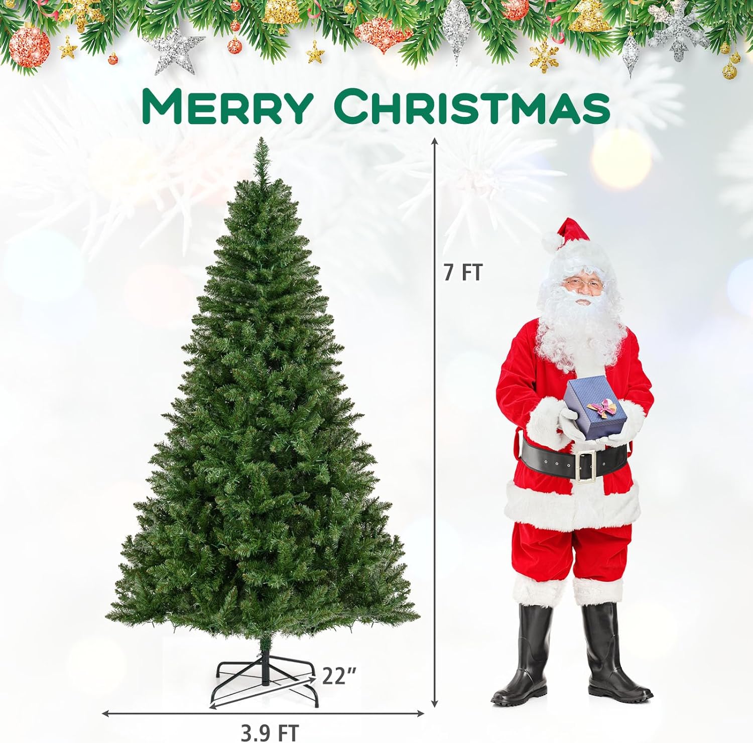 Goplus Pre-Lit Artificial Christmas Tree with 7 Lighting Modes & Folding Metal Stand - Image 7