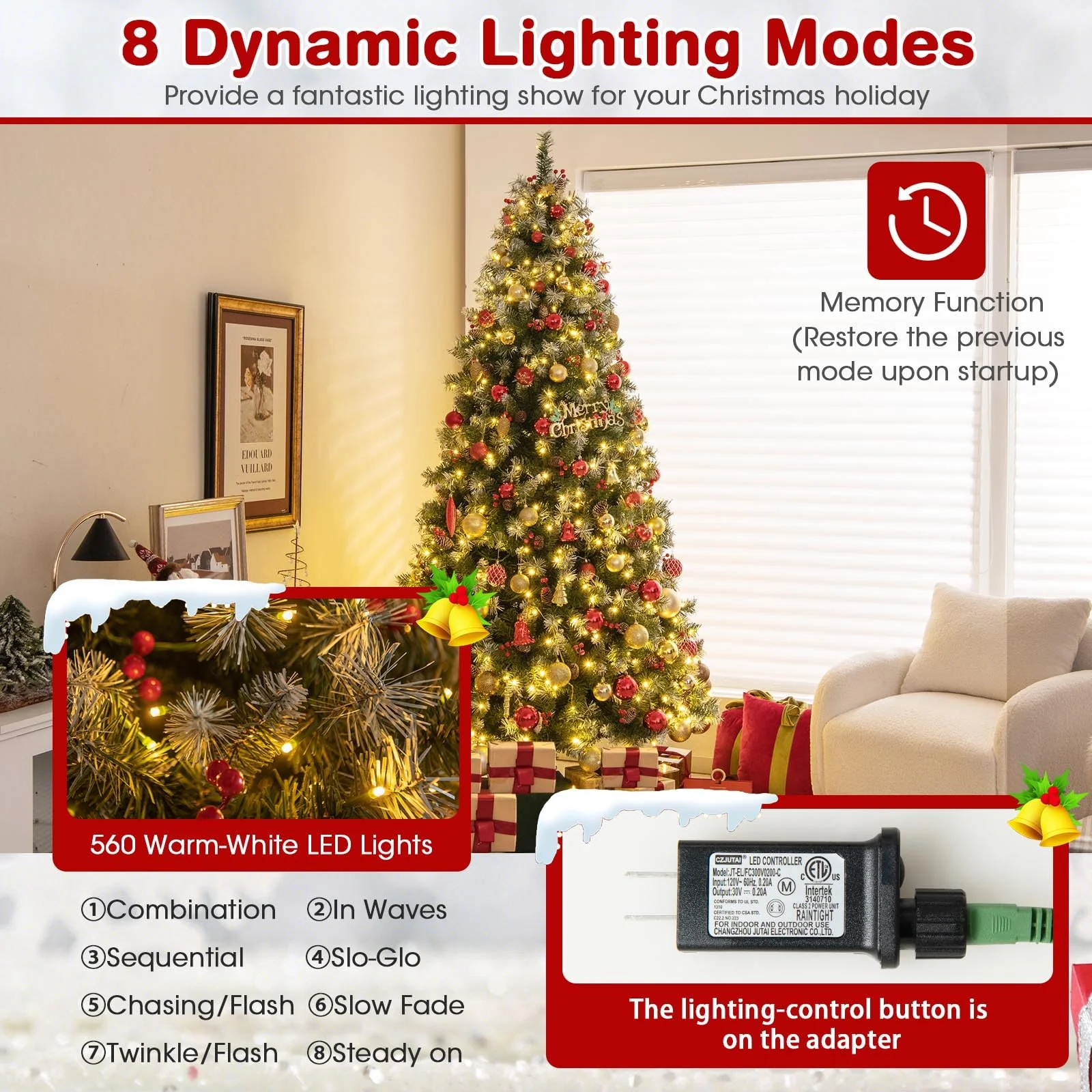 Goplus Pre-Lit Christmas Tree with 8 Lighting Modes - Image 4