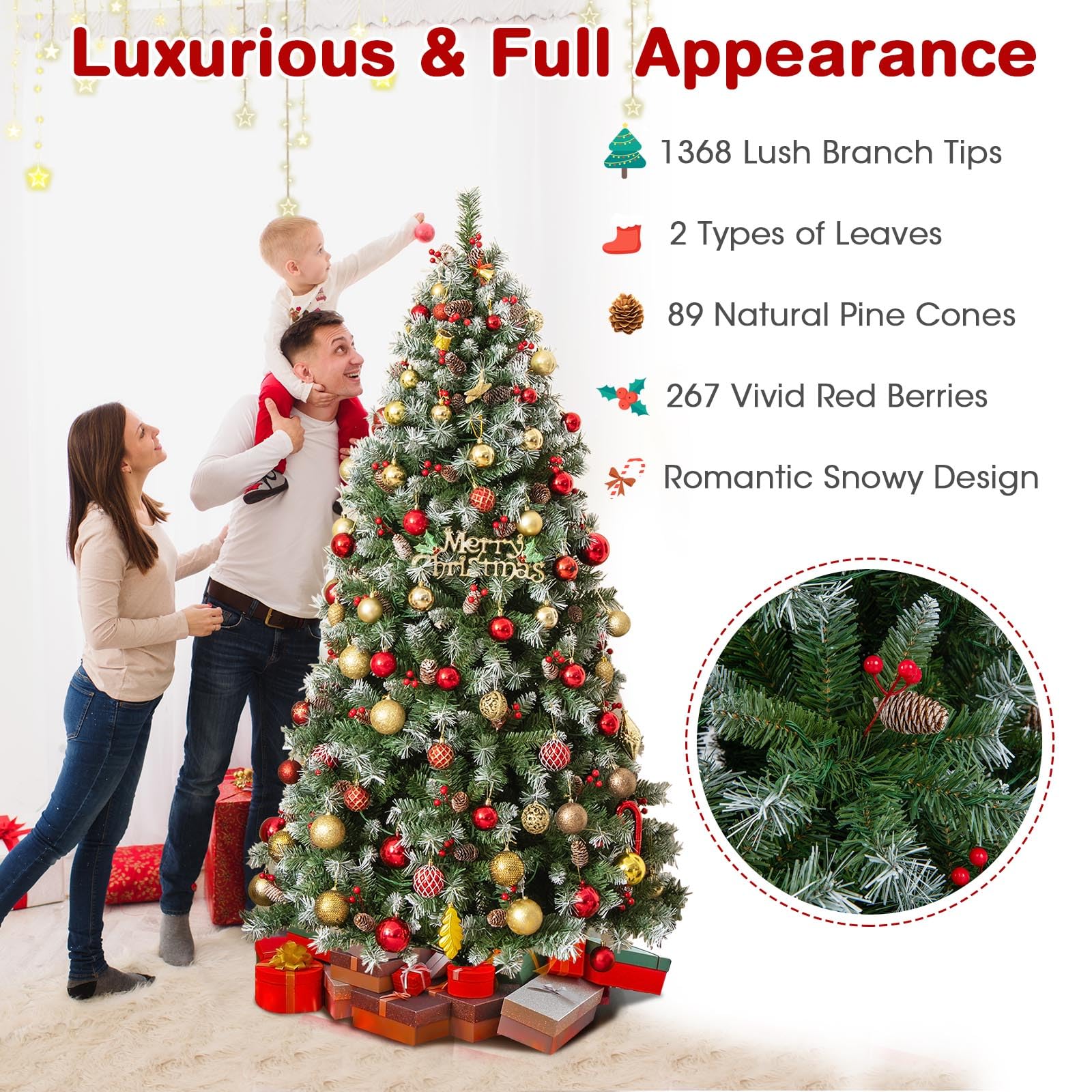 Goplus Pre-Lit Christmas Tree with 8 Lighting Modes - Image 5