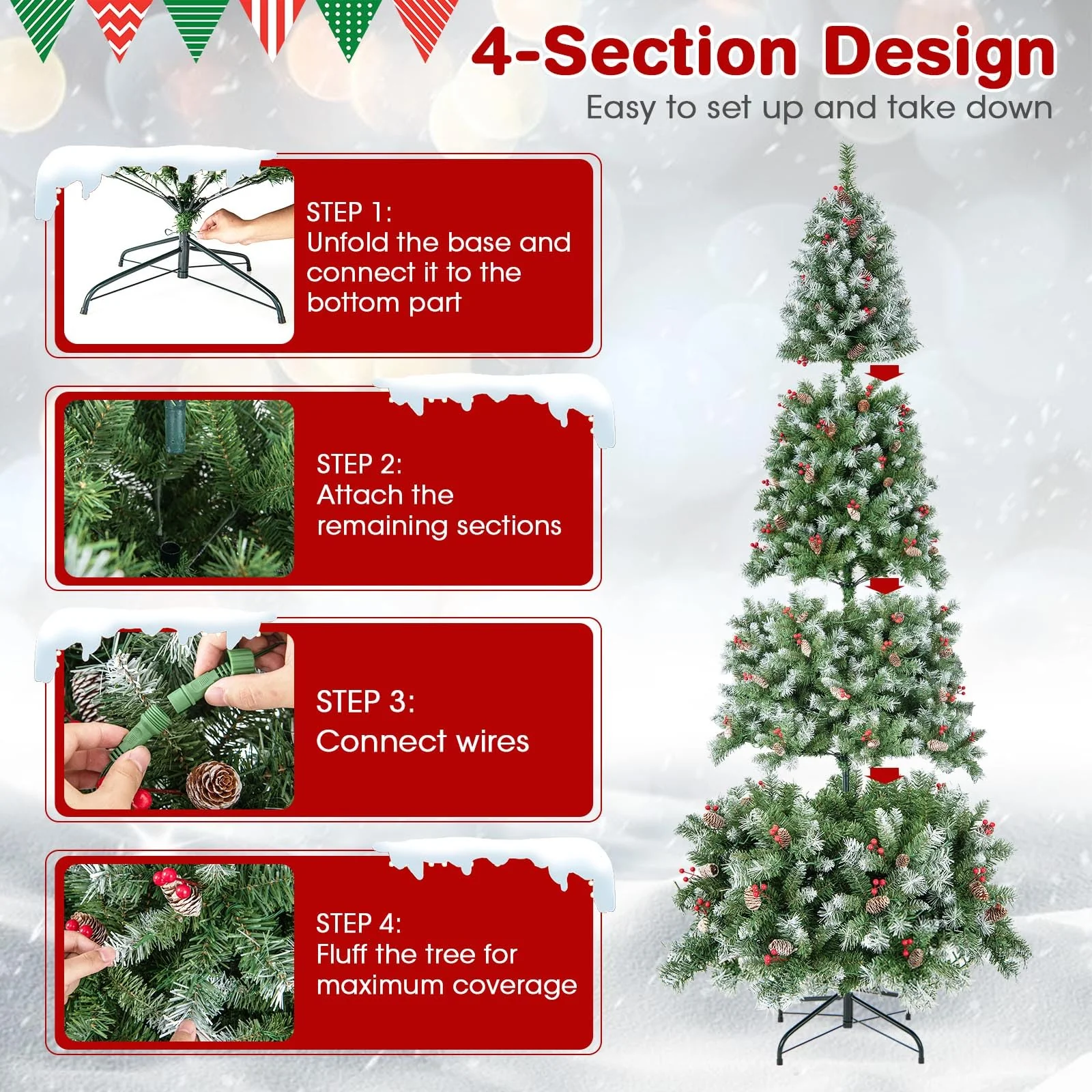 Goplus Pre-Lit Christmas Tree with 8 Lighting Modes - Image 6