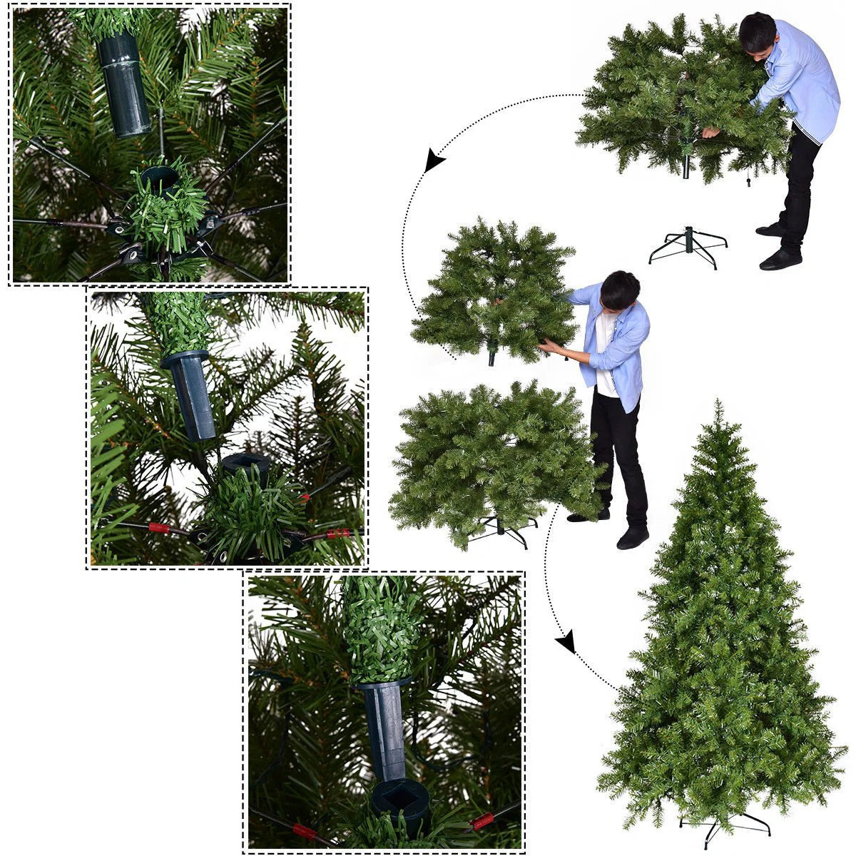 Goplus Pre-lit Christmas Tree, 8FT Premium Hinged Spruce Tree - Image 6