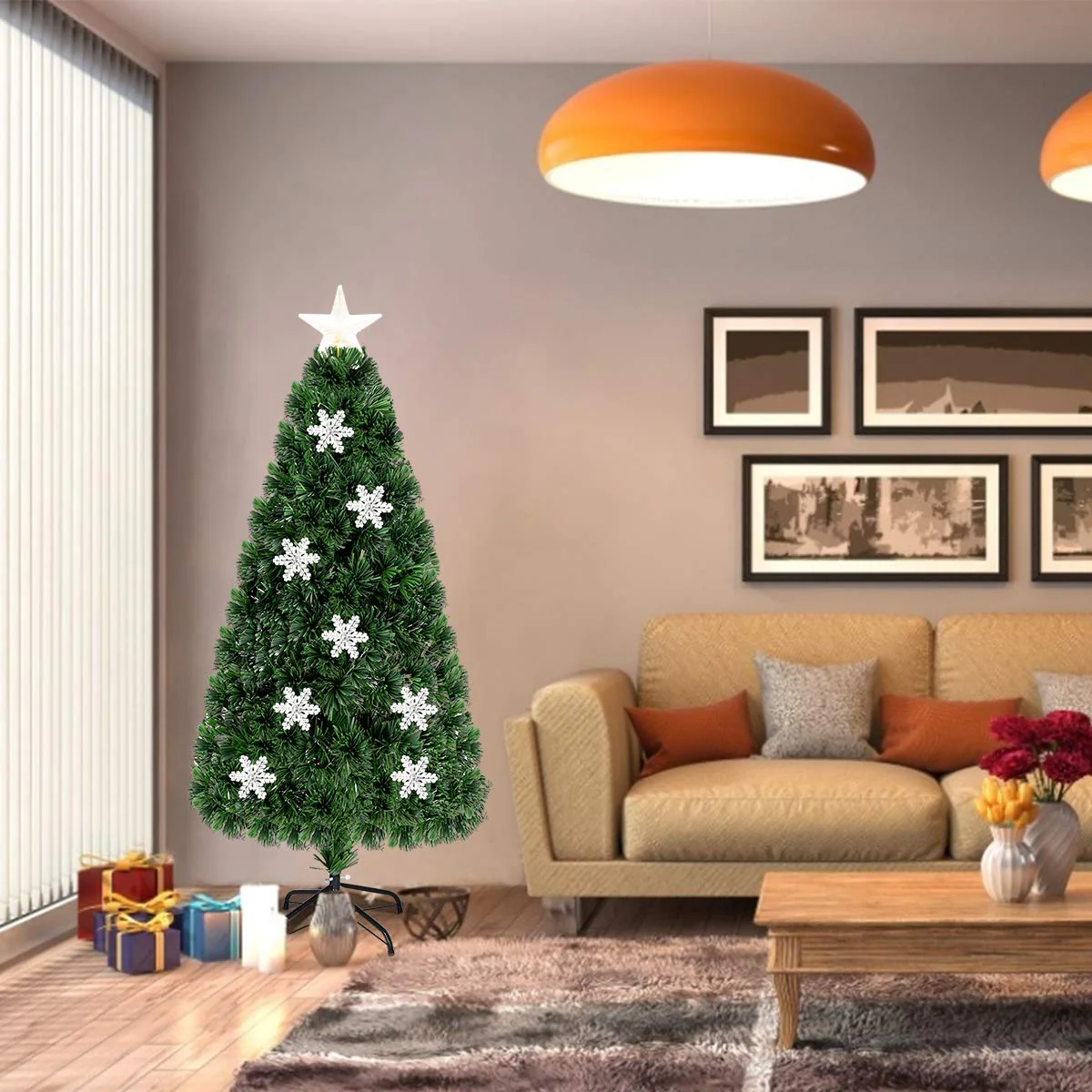 Goplus Pre-Lit Fiber Optic Artificial Christmas Tree - Image 2