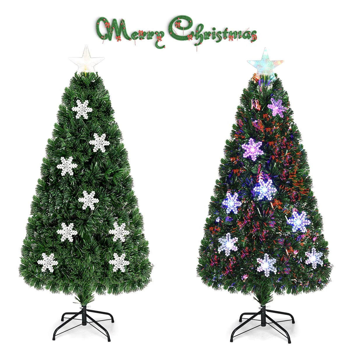 Goplus Pre-Lit Fiber Optic Artificial Christmas Tree - Image 3