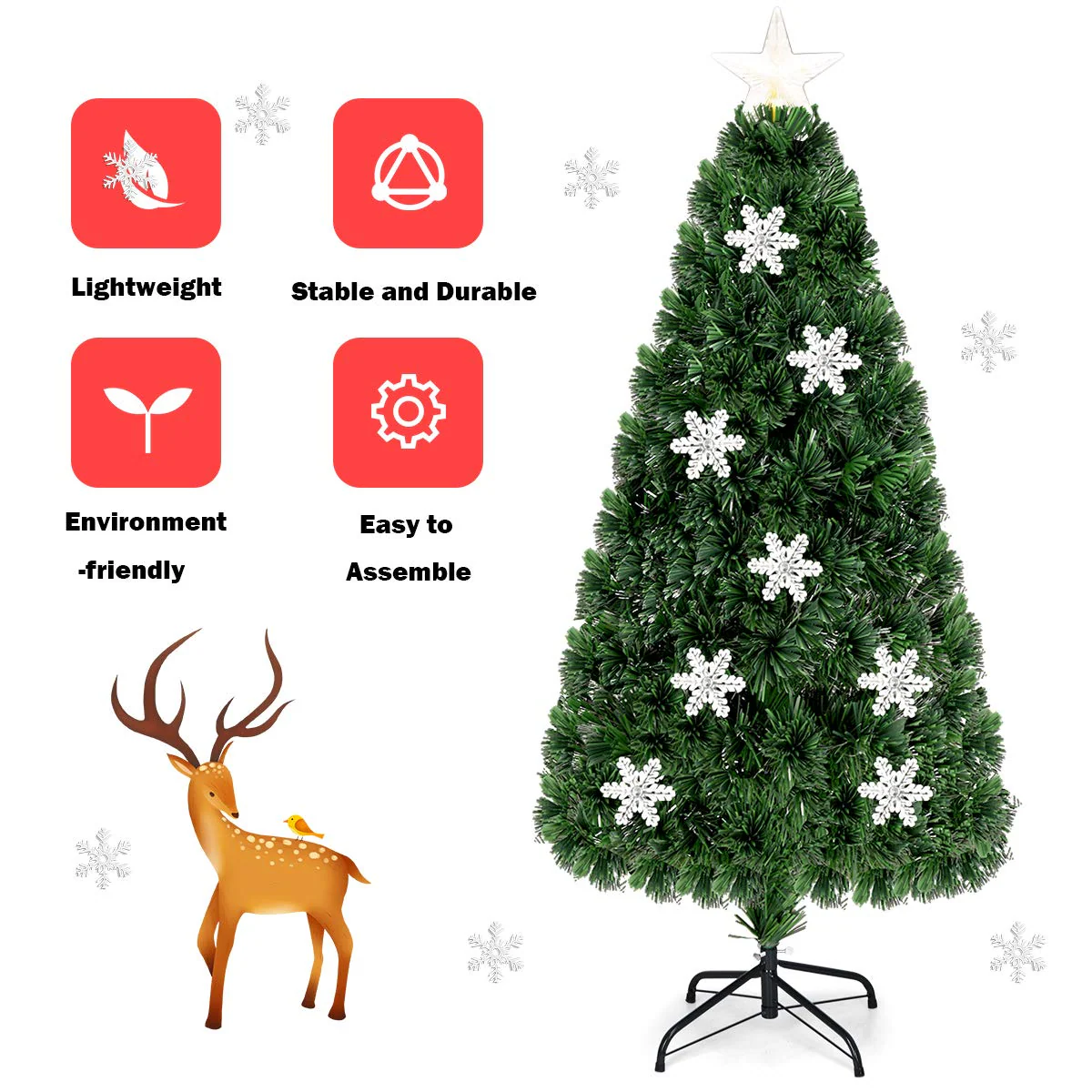 Goplus Pre-Lit Fiber Optic Artificial Christmas Tree - Image 5
