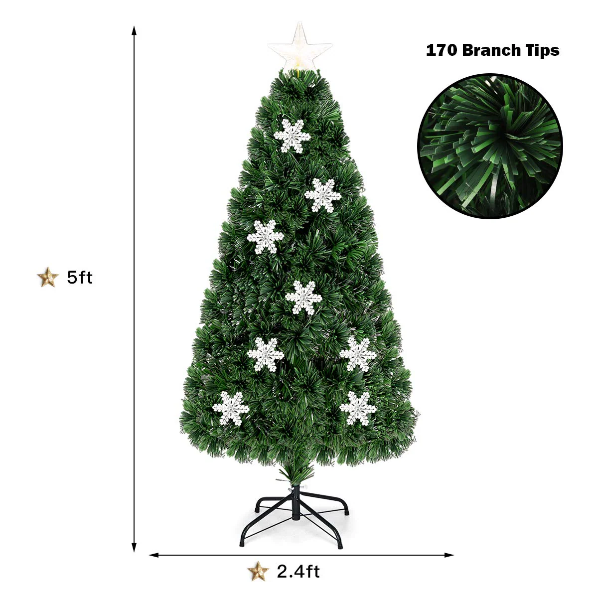 Goplus Pre-Lit Fiber Optic Artificial Christmas Tree - Image 6