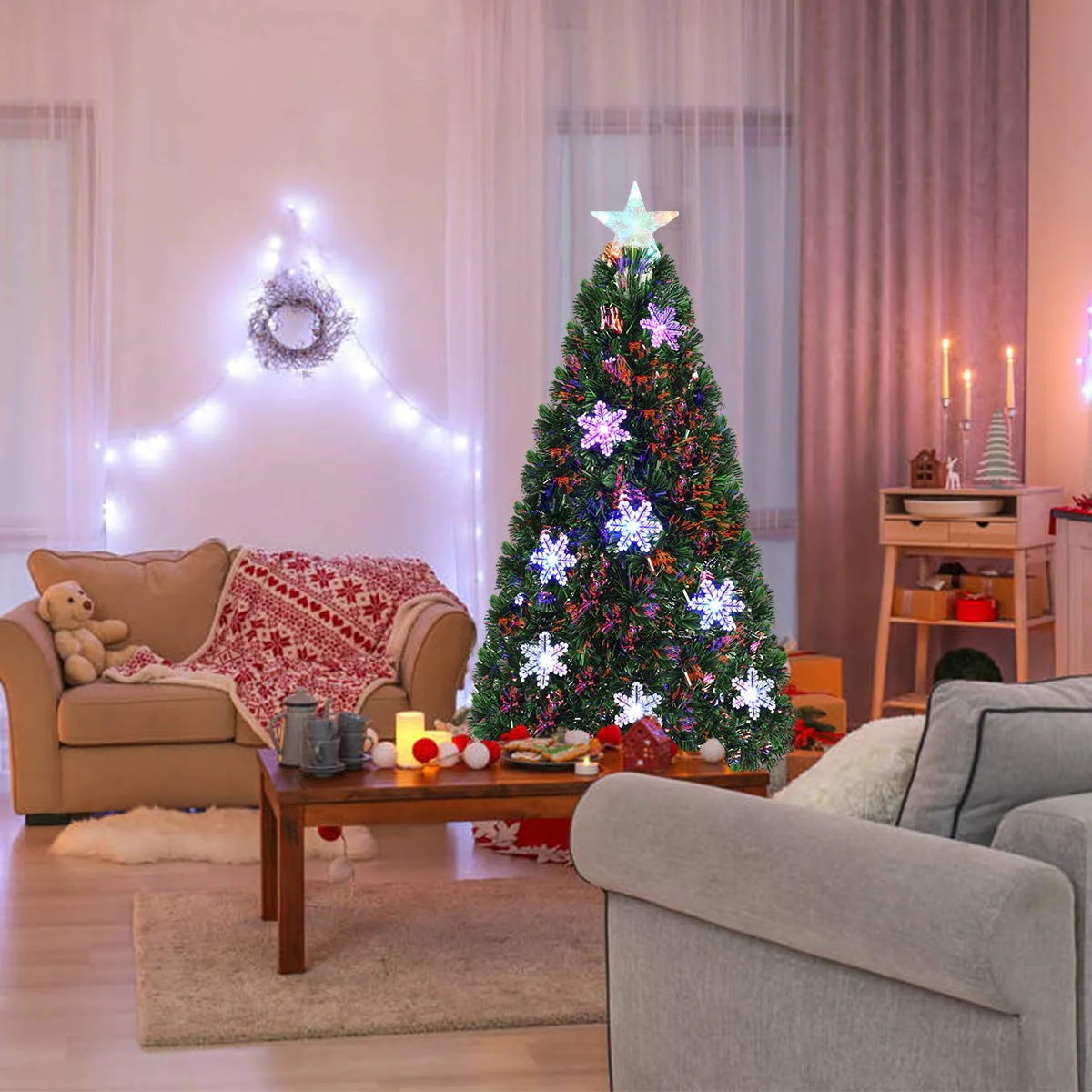 Goplus Pre-Lit Fiber Optic Artificial Christmas Tree - Image 9